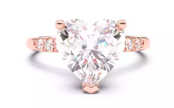 Heart Diamond Pave Setting Solitaire Ring  3D print model