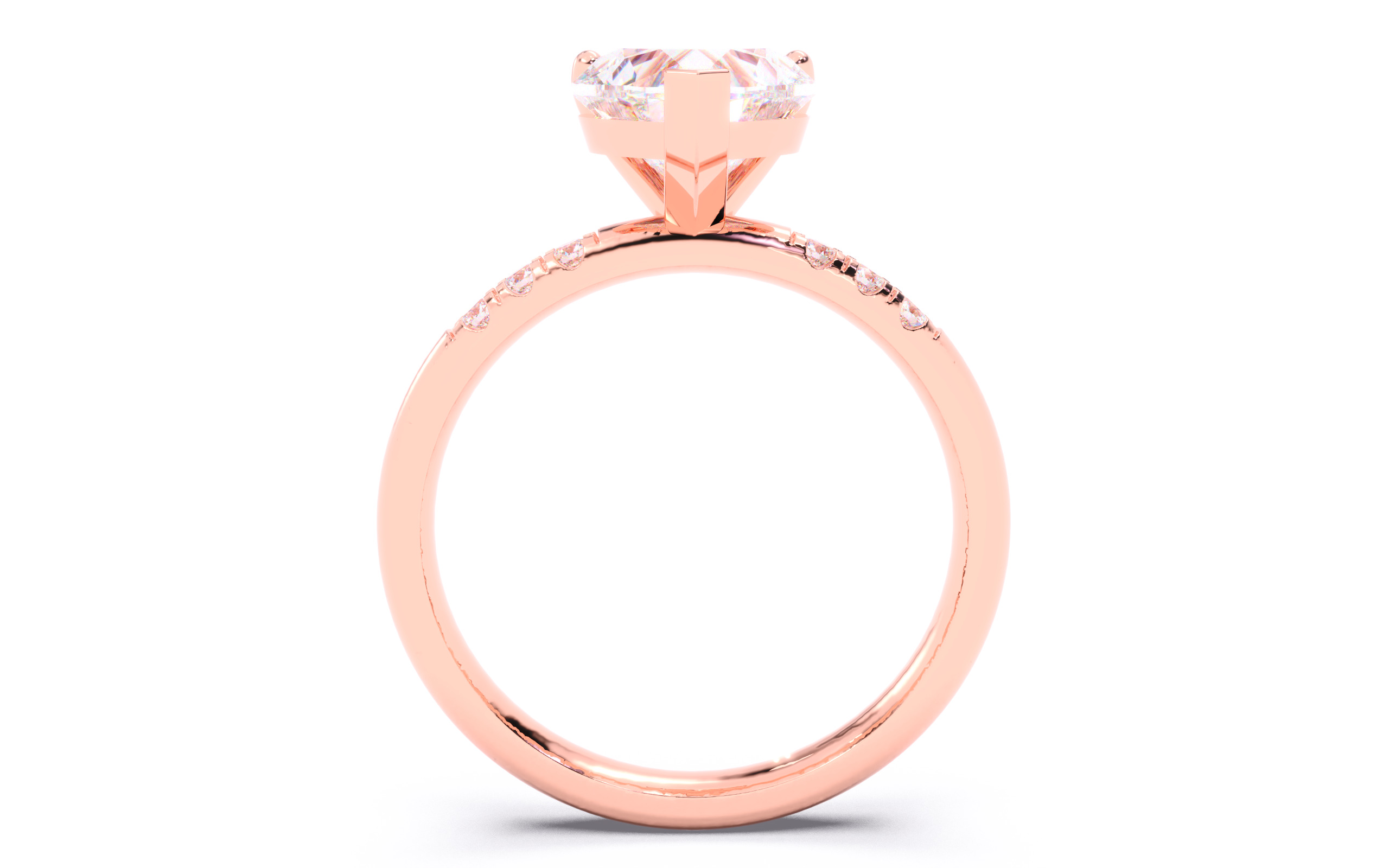 Heart Diamond Pave Setting Solitaire Ring  3D print model_10