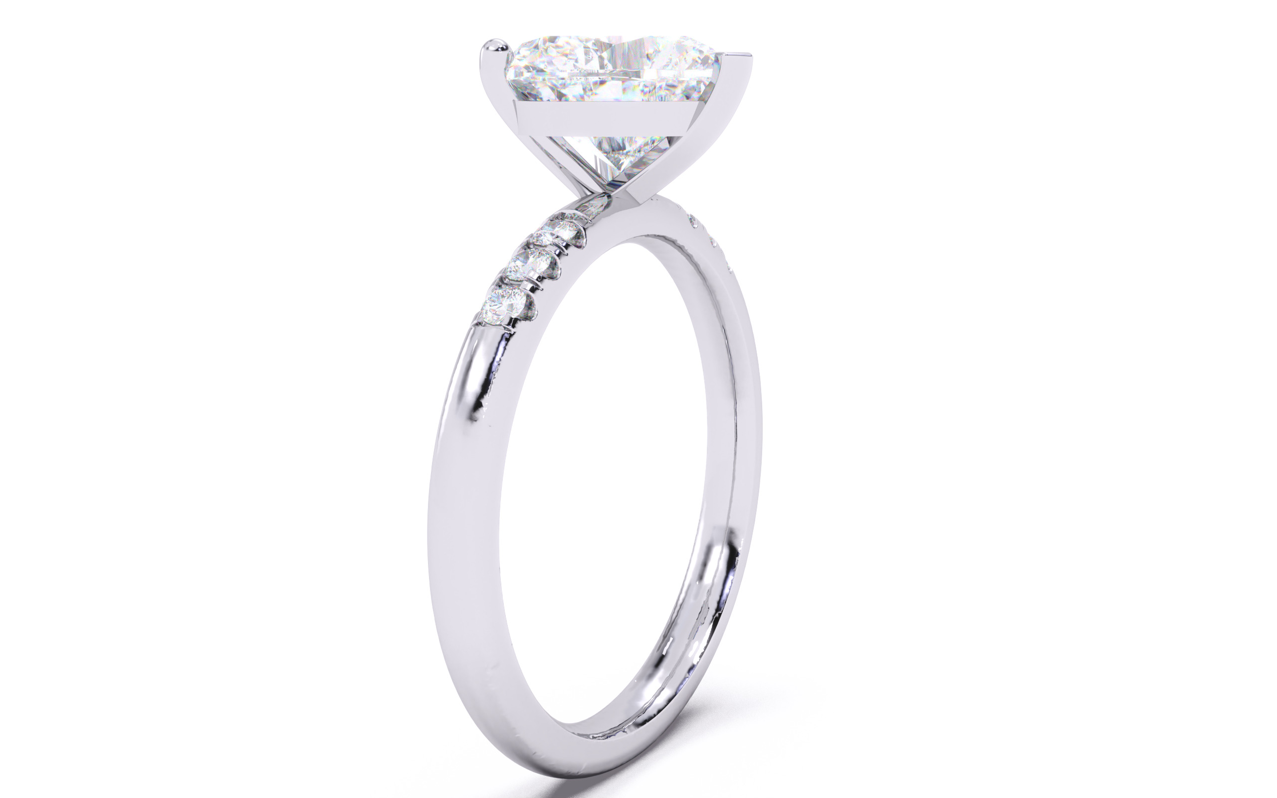 Heart Diamond Pave Setting Solitaire Ring  3D print model_12