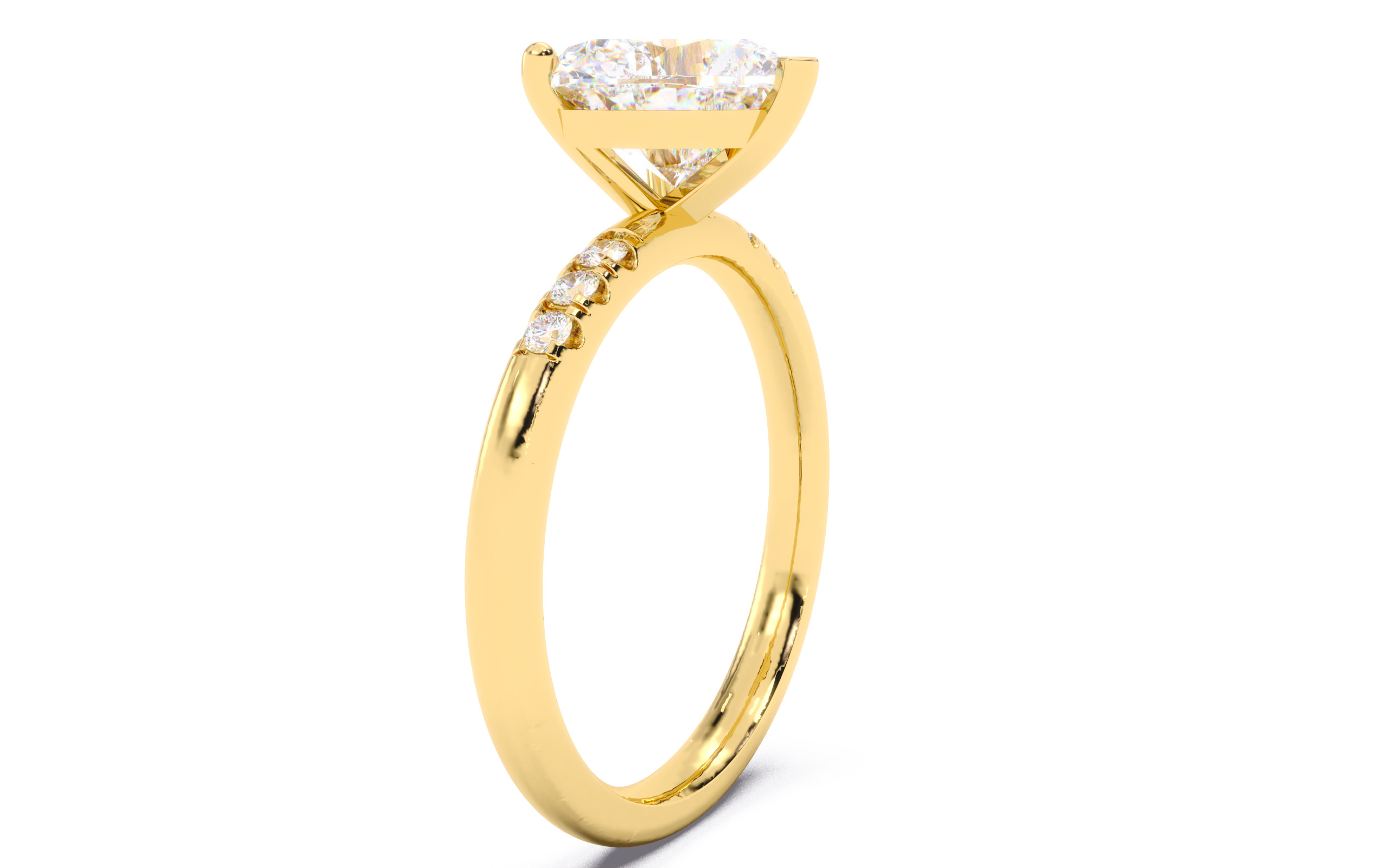 Heart Diamond Pave Setting Solitaire Ring  3D print model_2