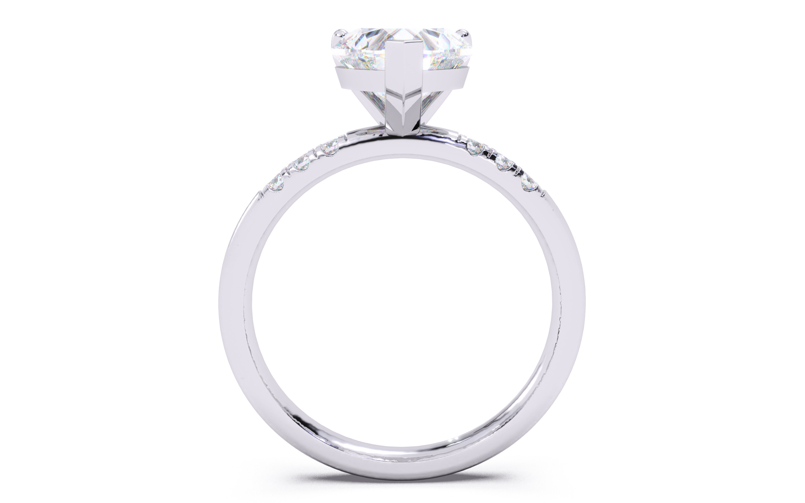 Heart Diamond Pave Setting Solitaire Ring  3D print model_7