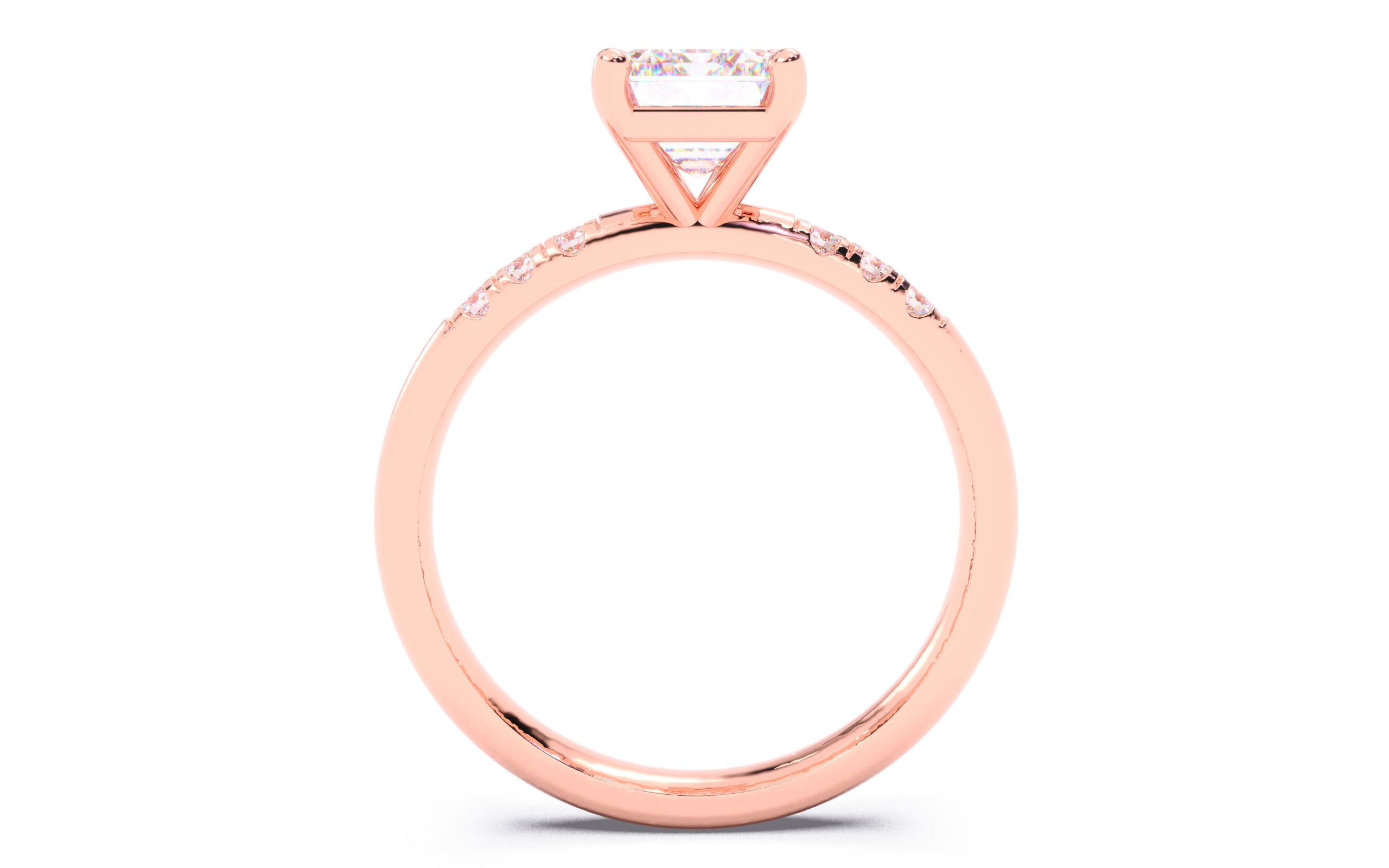 Emerald Diamond Pave Setting Solitaire Ring 3D print model_9