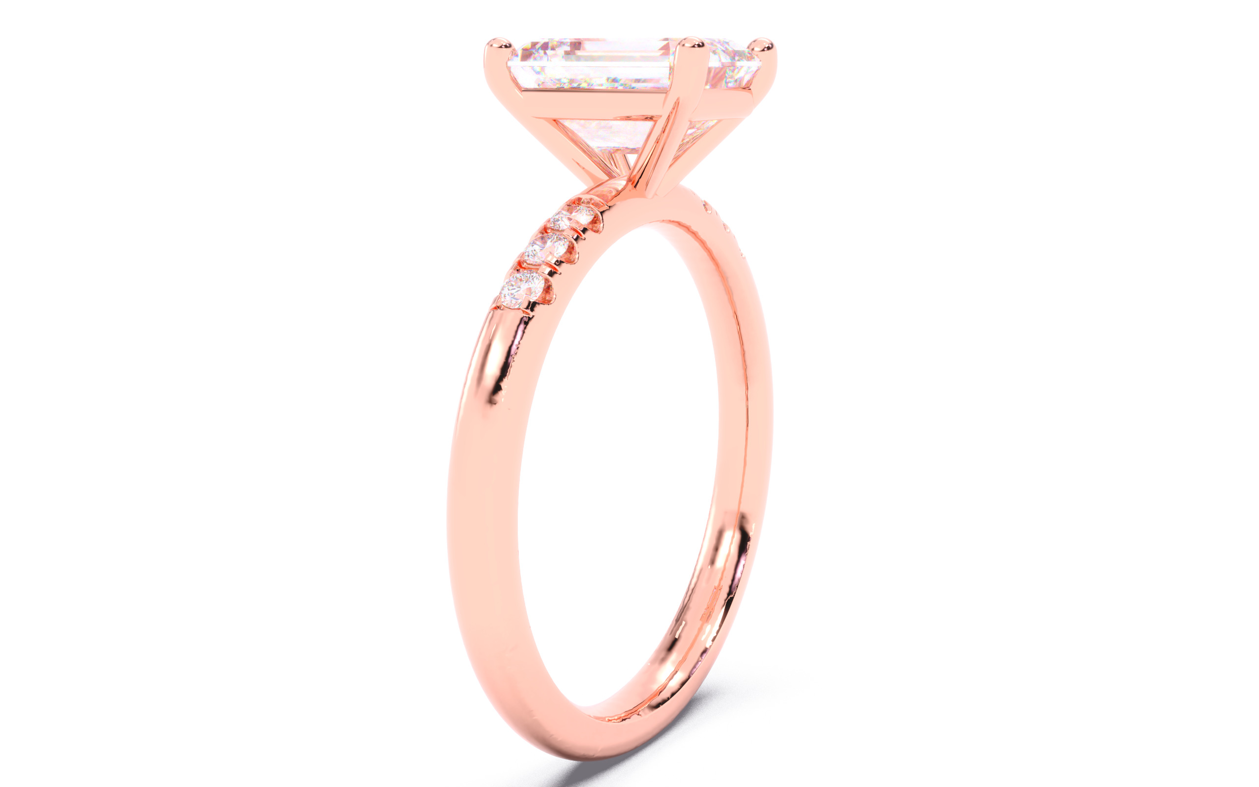 Emerald Diamond Pave Setting Solitaire Ring 3D print model_19