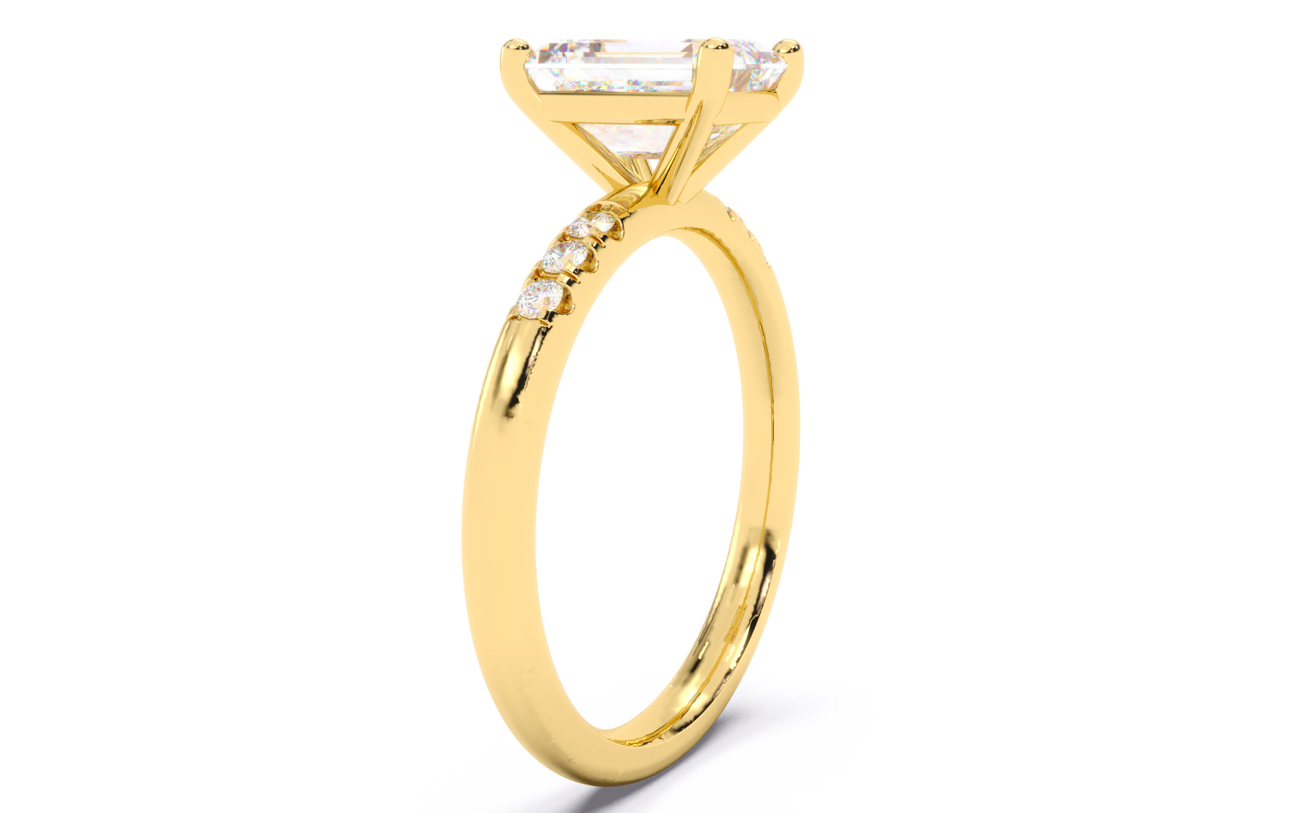 Emerald Diamond Pave Setting Solitaire Ring 3D print model_17