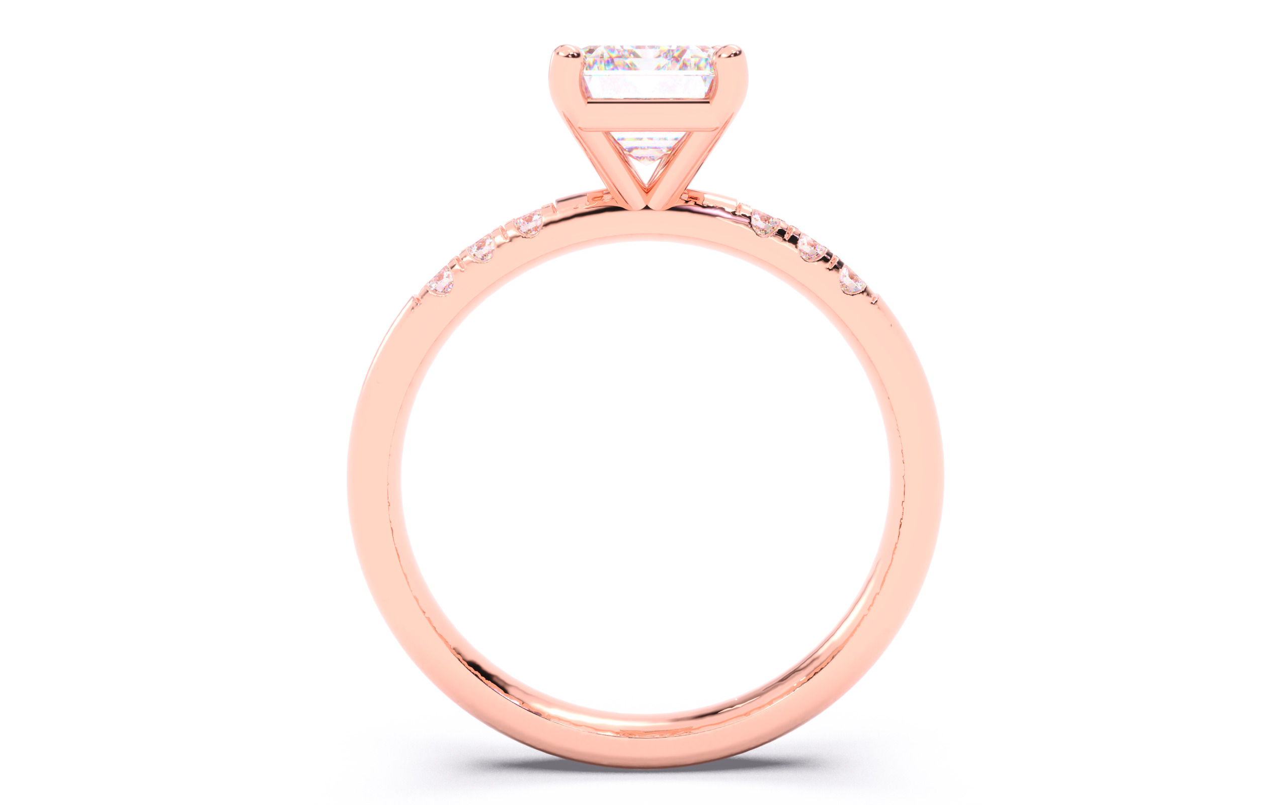 Emerald Diamond Pave Setting Solitaire Ring 3D print model_10