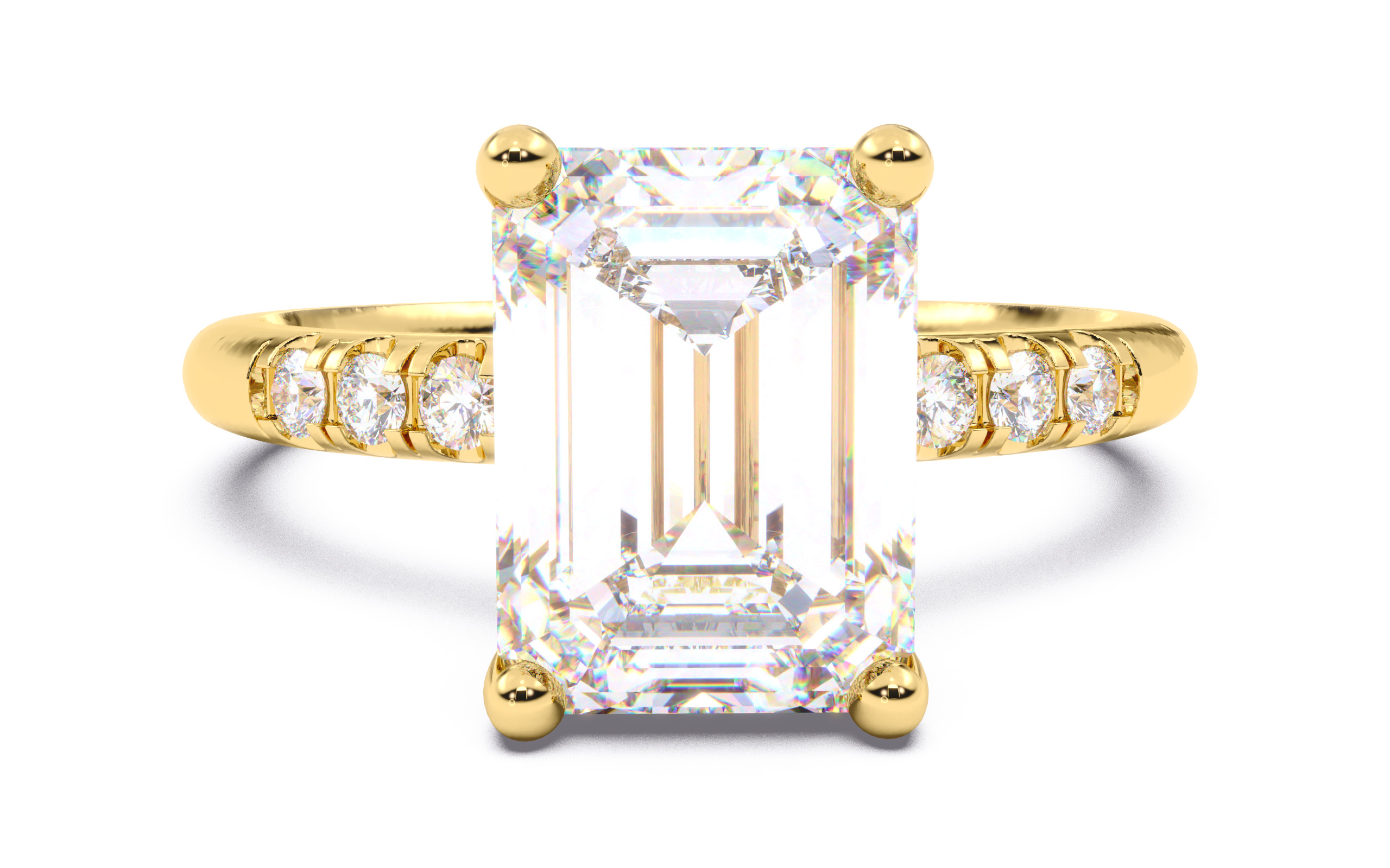 Emerald Diamond Pave Setting Solitaire Ring 3D print model_15