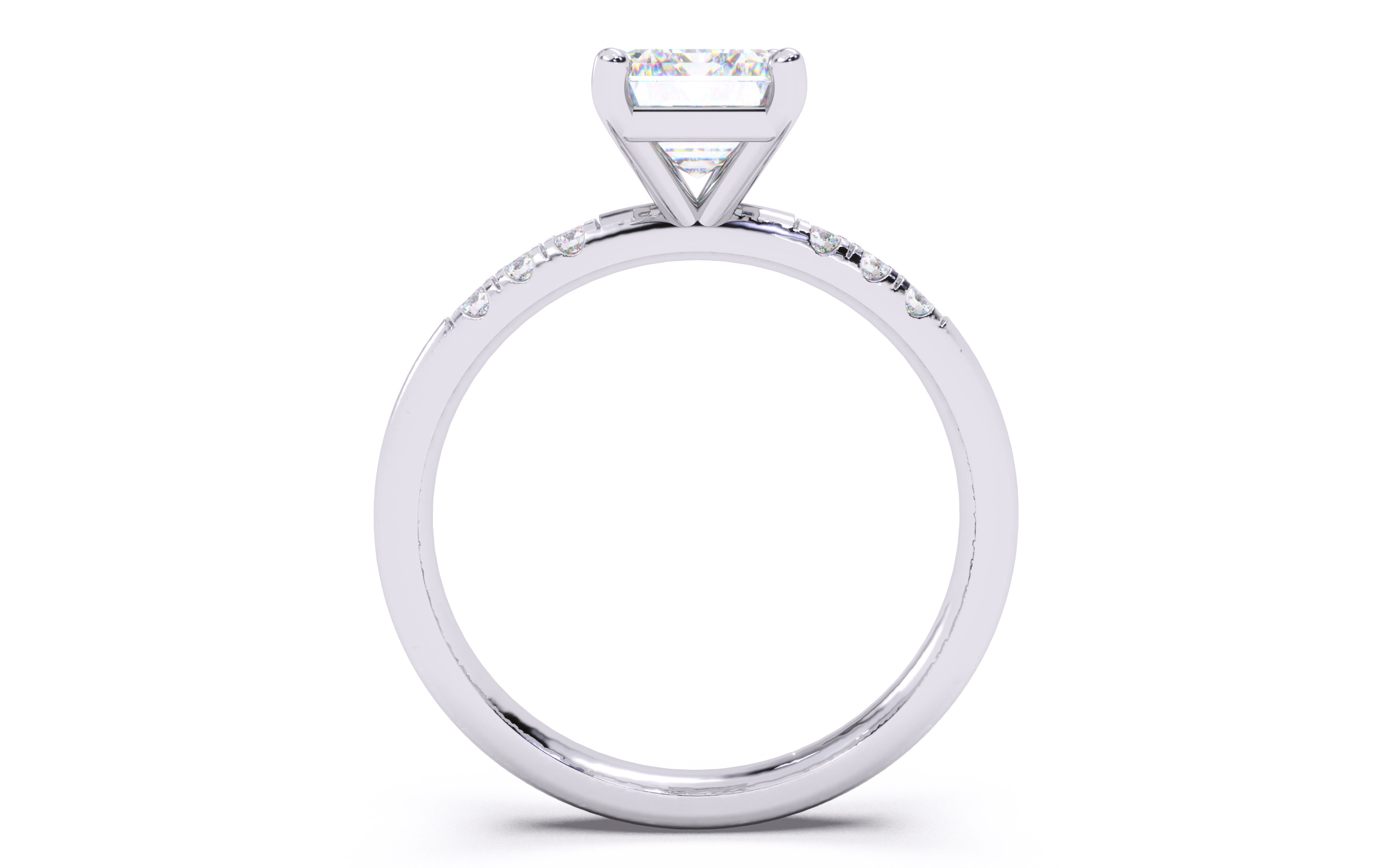 Emerald Diamond Pave Setting Solitaire Ring 3D print model_8