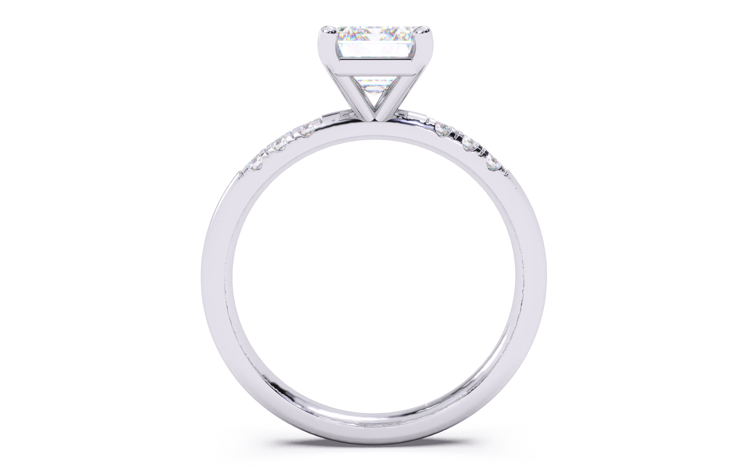 Emerald Diamond Pave Setting Solitaire Ring 3D print model_7
