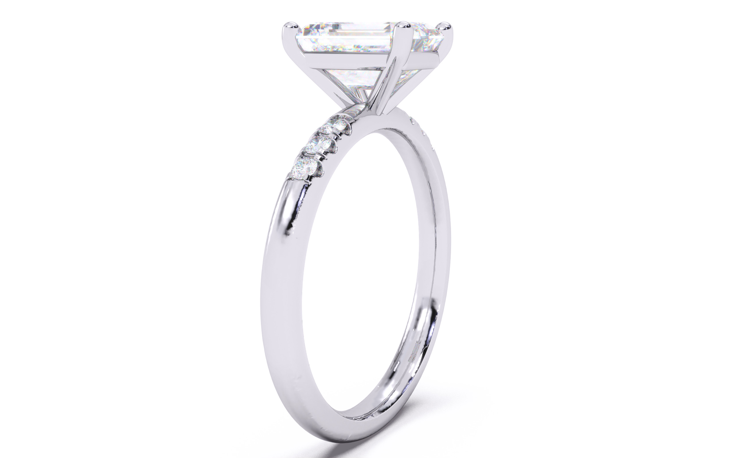 Emerald Diamond Pave Setting Solitaire Ring 3D print model_18