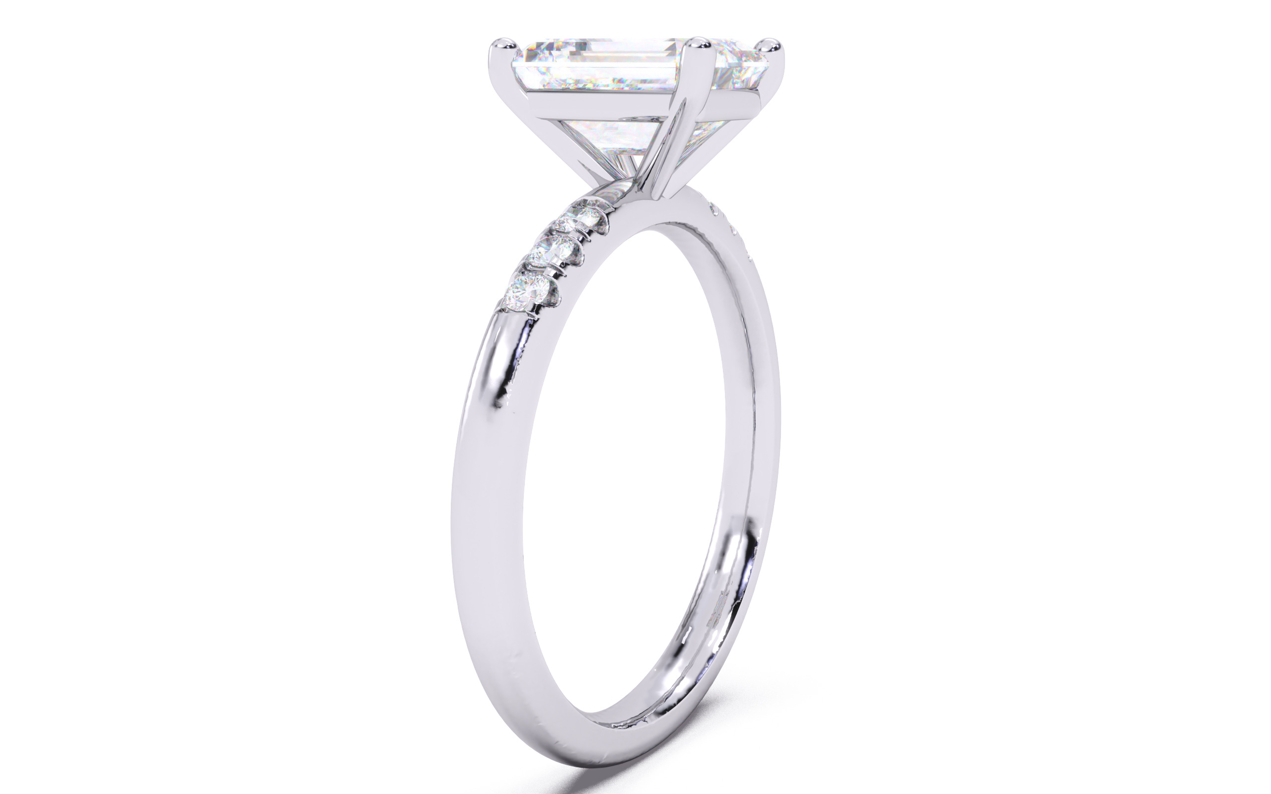 Emerald Diamond Pave Setting Solitaire Ring 3D print model_12