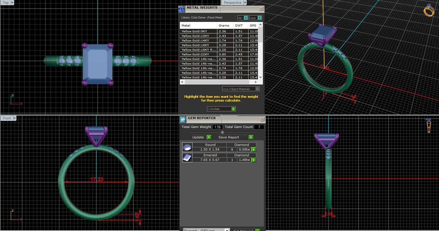 Emerald Diamond Pave Setting Solitaire Ring 3D print model_25