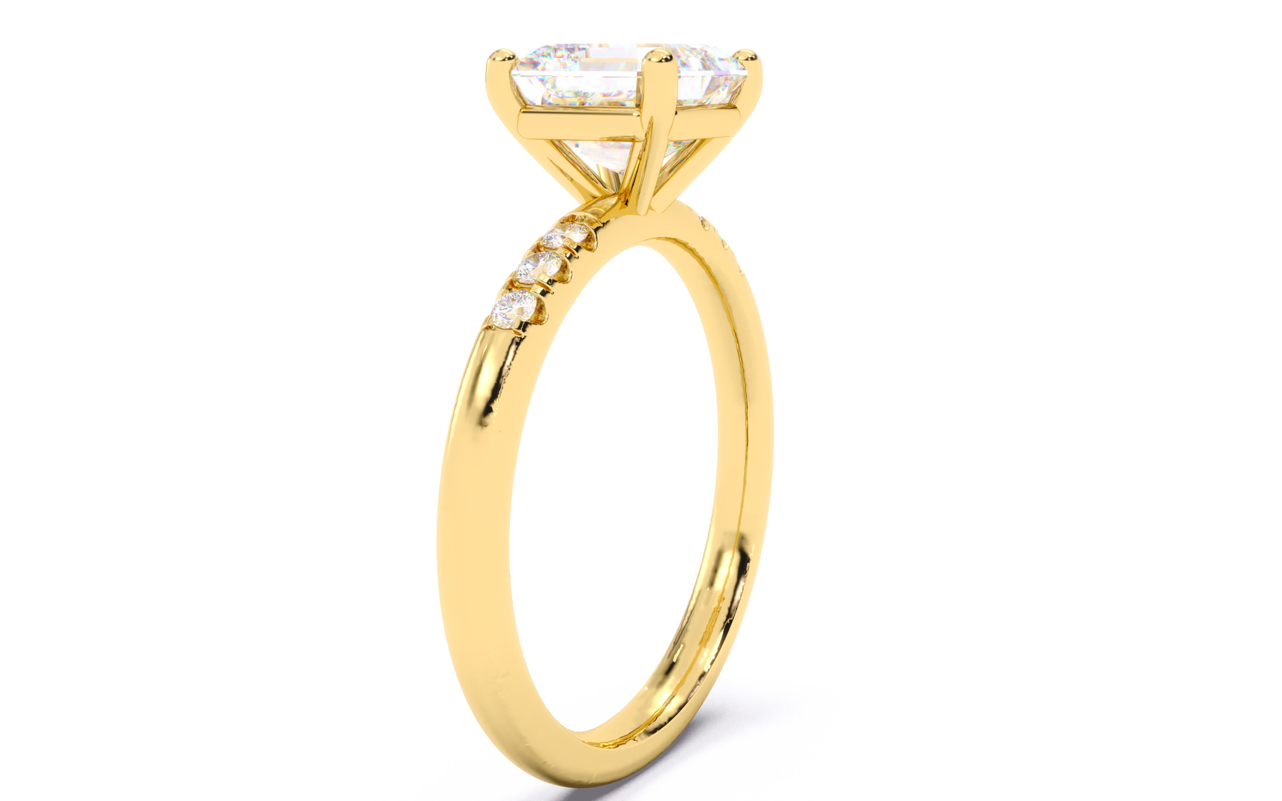 Asscher Diamond Pave Setting Solitaire Ring 3D print model_17