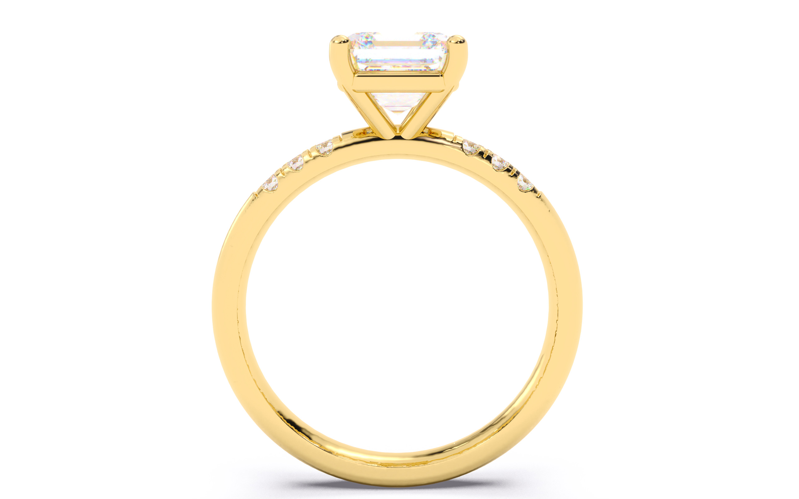 Asscher Diamond Pave Setting Solitaire Ring 3D print model_6