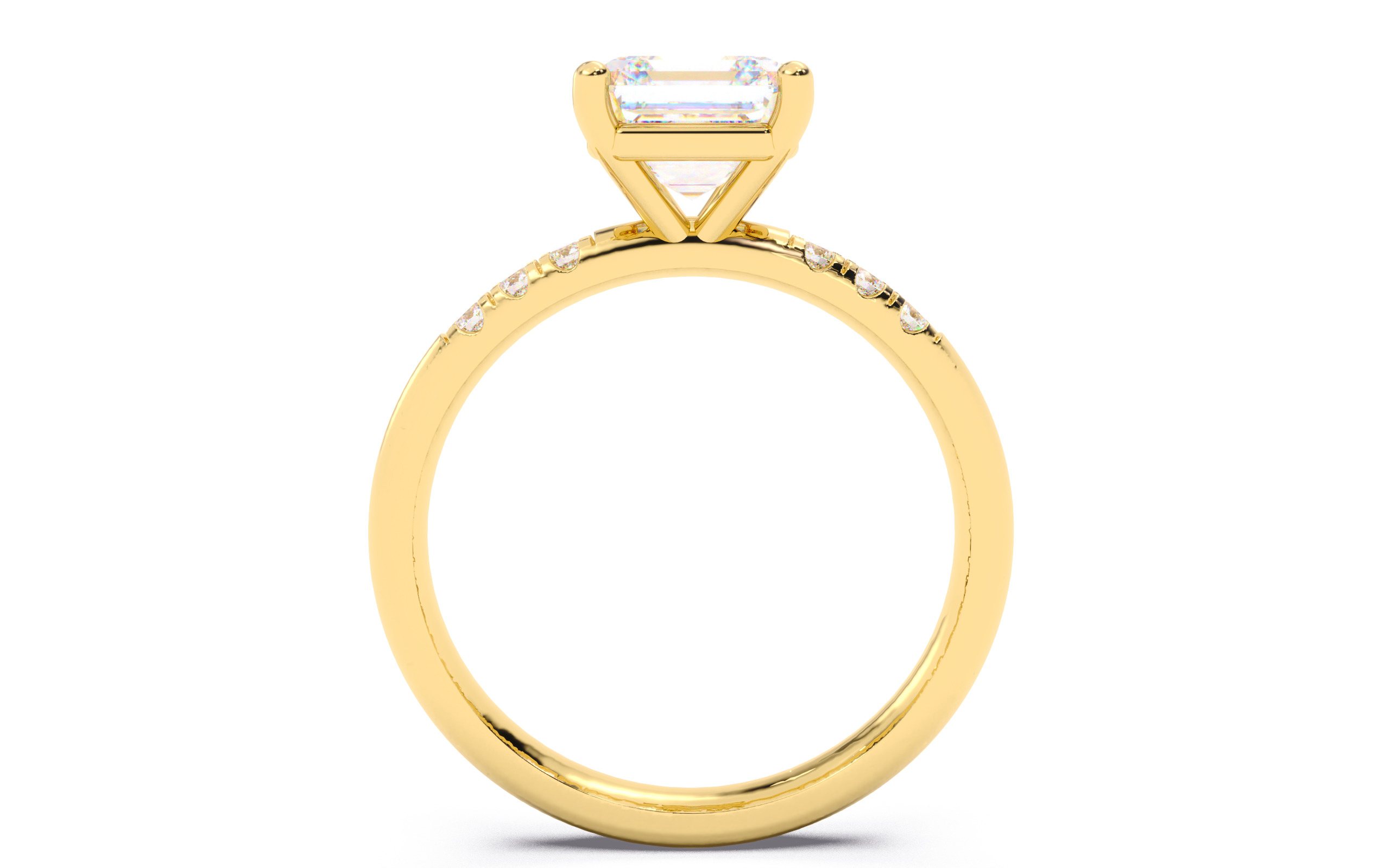 Asscher Diamond Pave Setting Solitaire Ring 3D print model_5