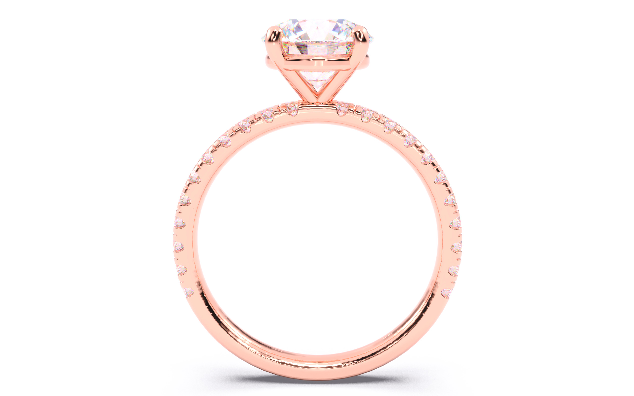 Round Diamond Pave Setting Solitaire Ring  3D print model_8