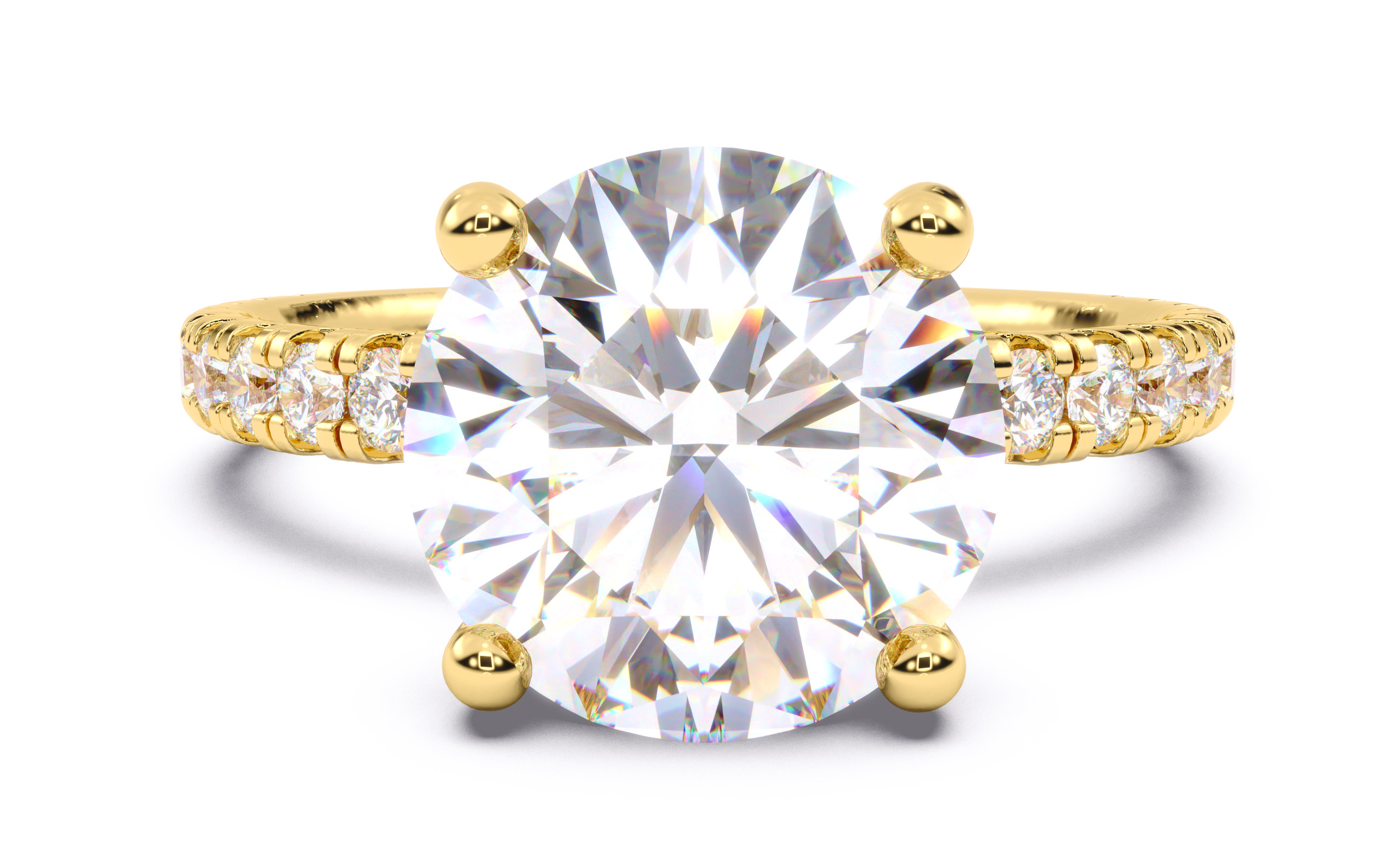 Round Diamond Pave Setting Solitaire Ring  3D print model_15