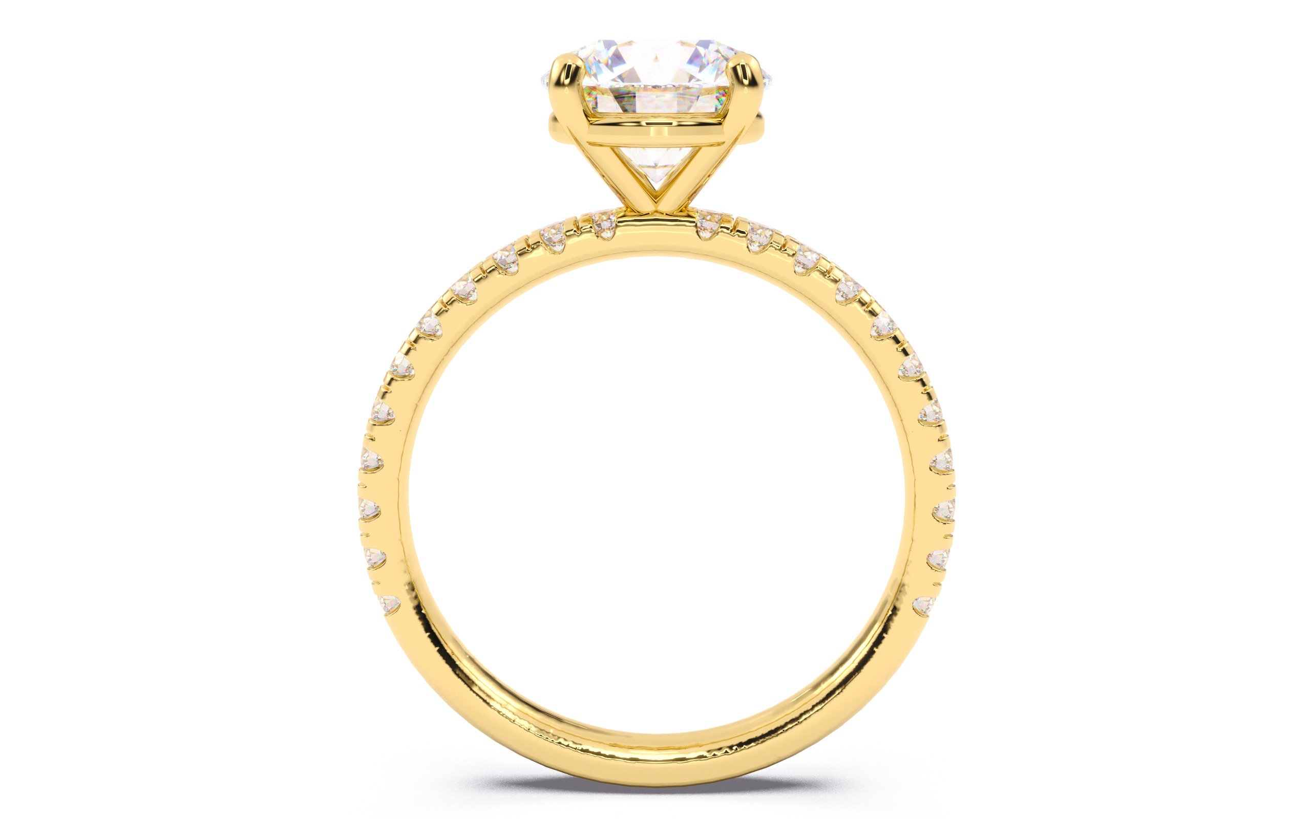 Round Diamond Pave Setting Solitaire Ring  3D print model_11