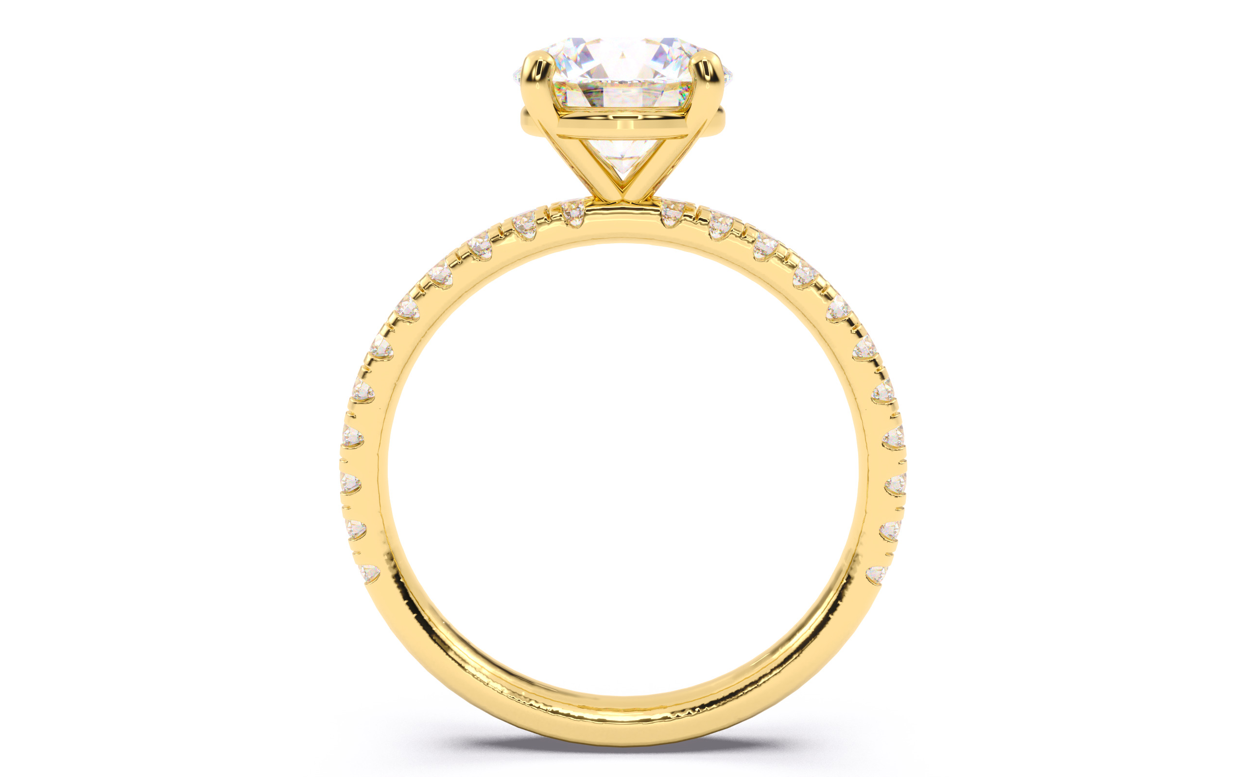 Round Diamond Pave Setting Solitaire Ring  3D print model_12
