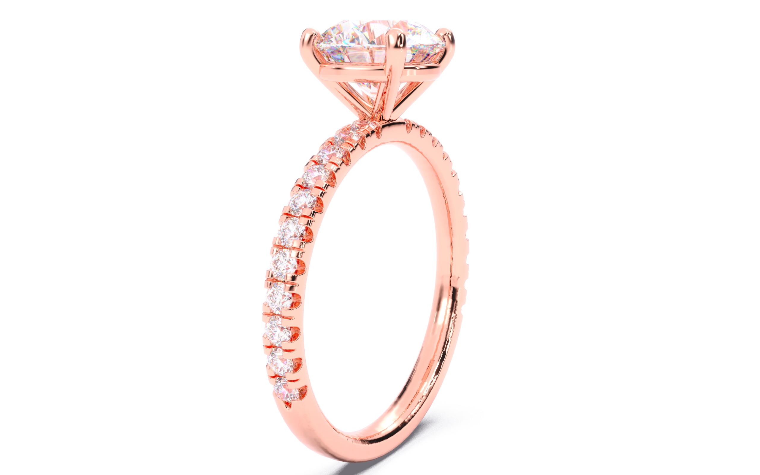 Round Diamond Pave Setting Solitaire Ring  3D print model_13