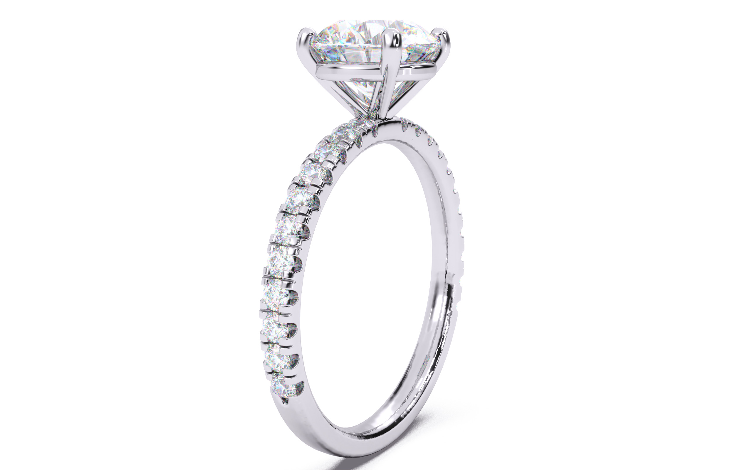 Round Diamond Pave Setting Solitaire Ring  3D print model_21