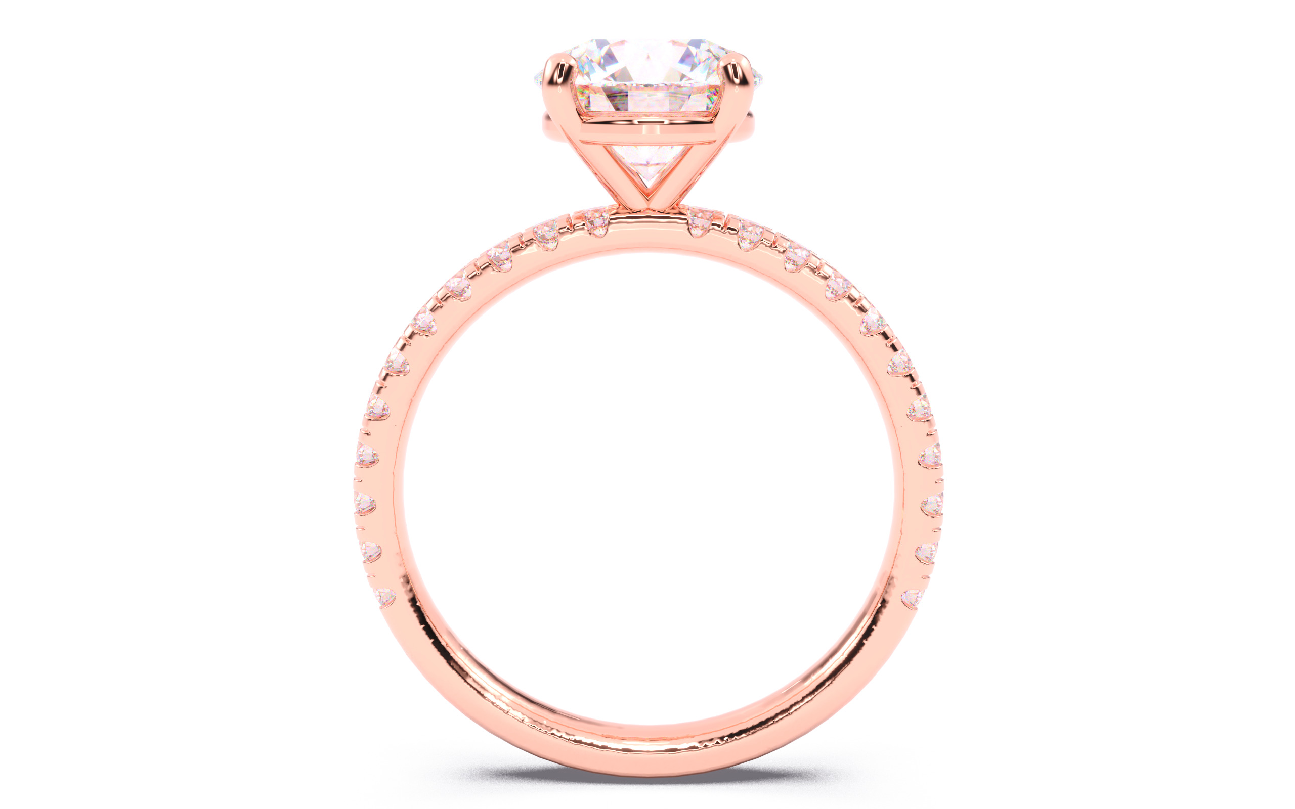 Round Diamond Pave Setting Solitaire Ring  3D print model_7