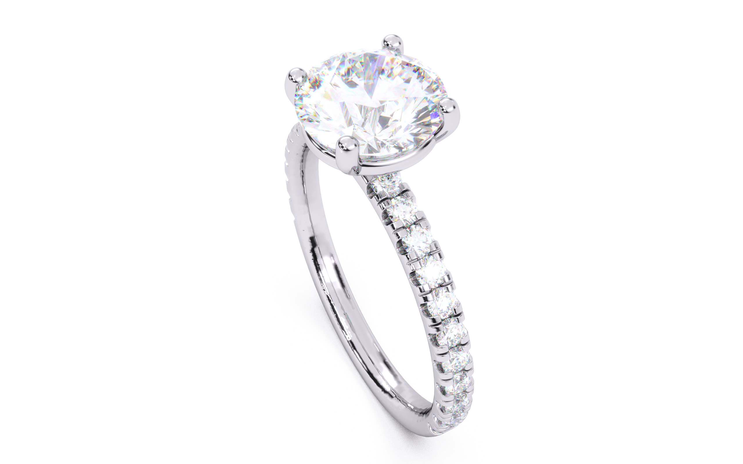 Round Diamond Pave Setting Solitaire Ring  3D print model_3