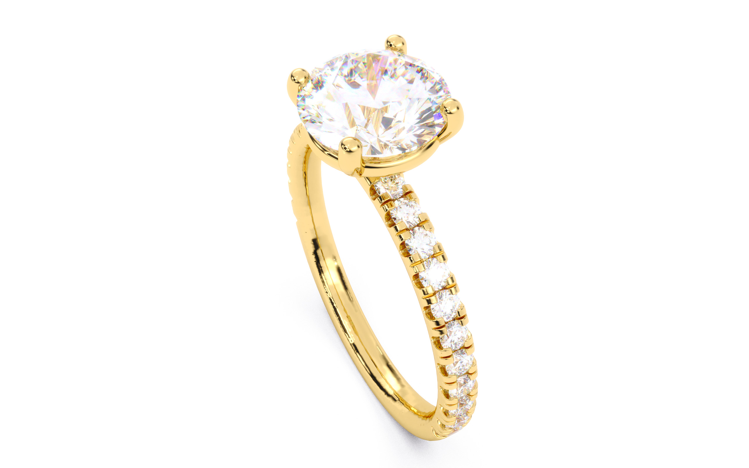 Round Diamond Pave Setting Solitaire Ring  3D print model_25