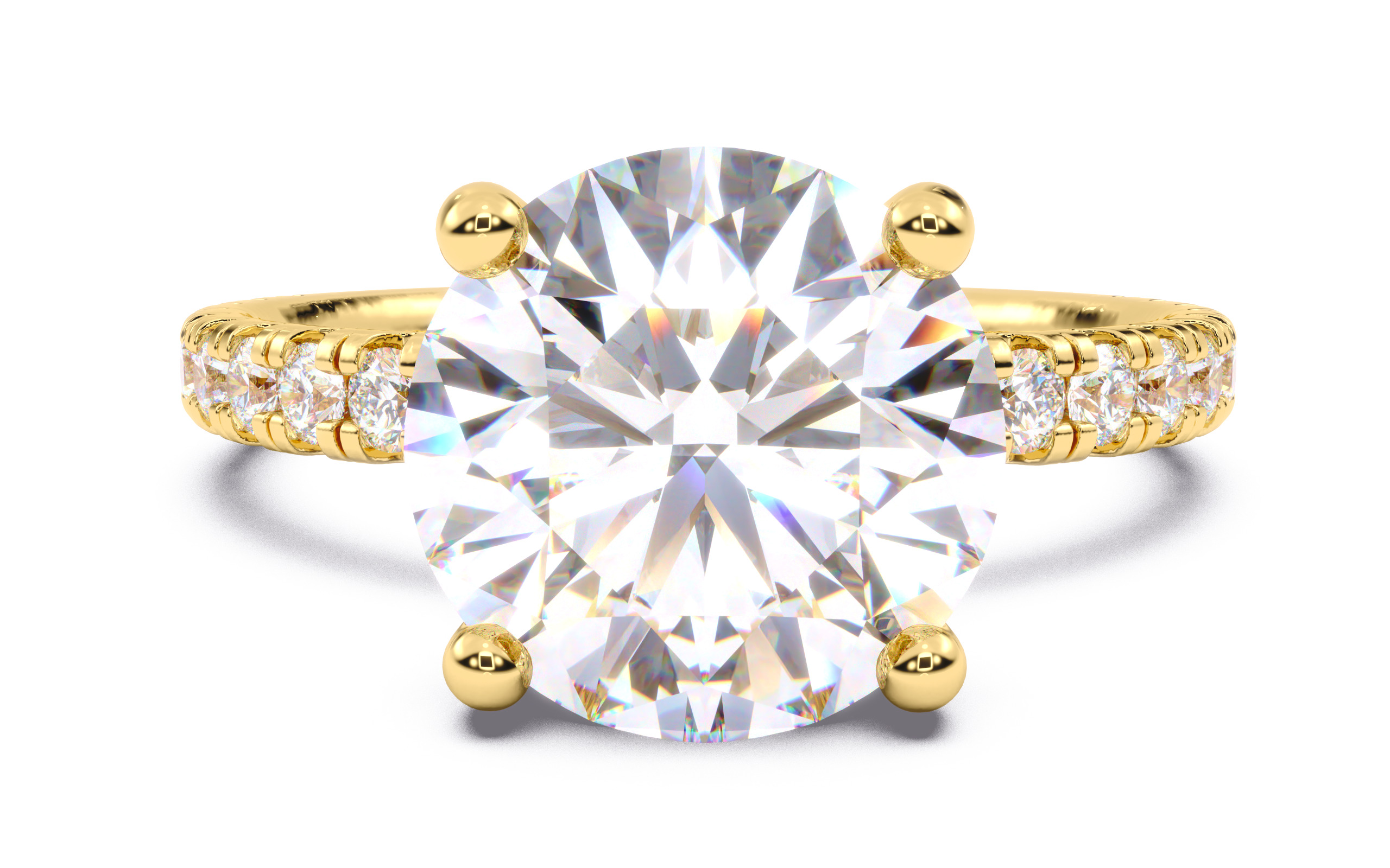 Round Diamond Pave Setting Solitaire Ring  3D print model_14