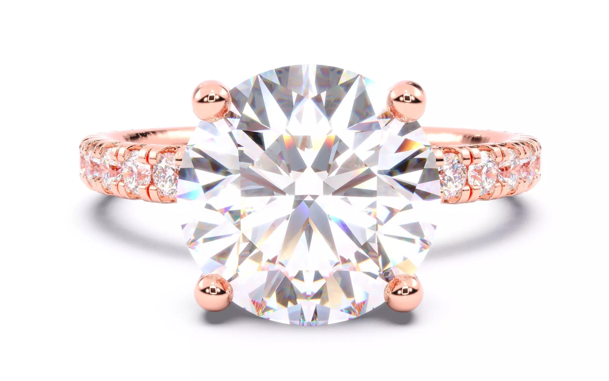 Round Diamond Pave Setting Solitaire Ring  3D print model_0