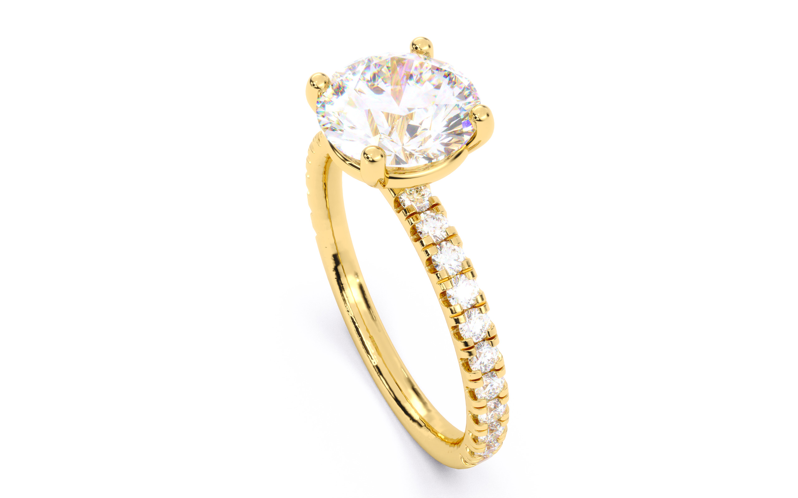 Round Diamond Pave Setting Solitaire Ring  3D print model_26
