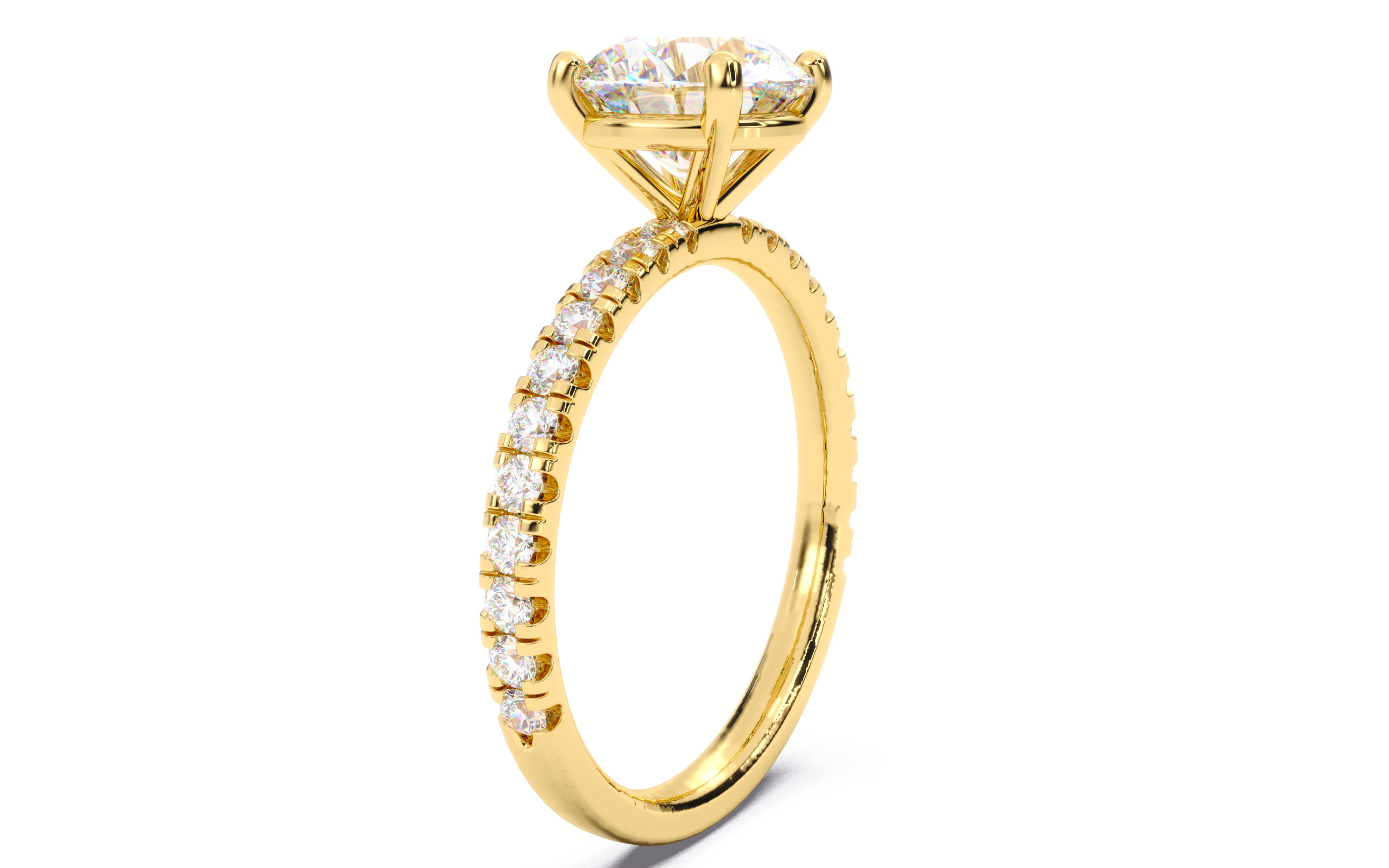 Round Diamond Pave Setting Solitaire Ring  3D print model_23