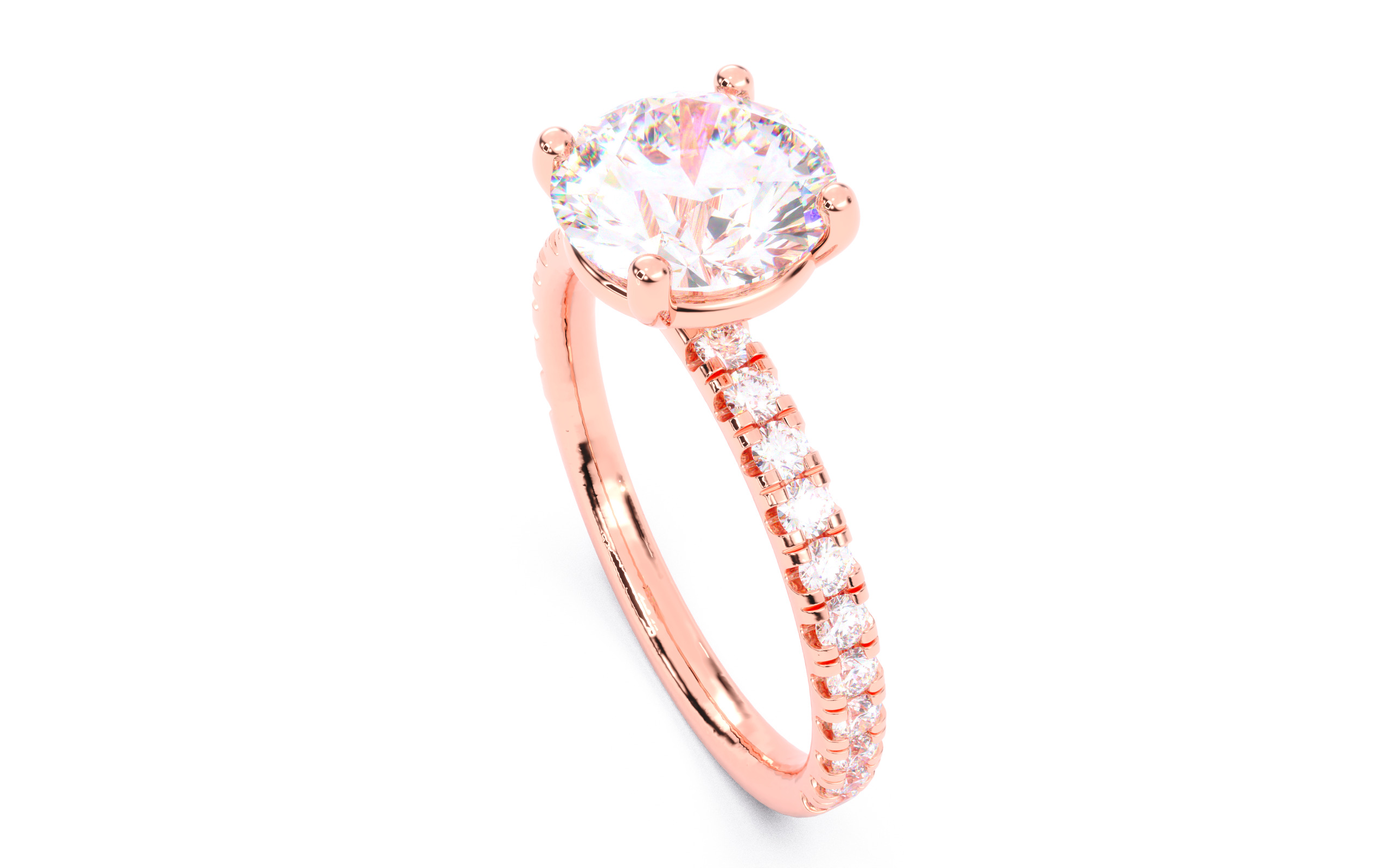 Round Diamond Pave Setting Solitaire Ring  3D print model_5