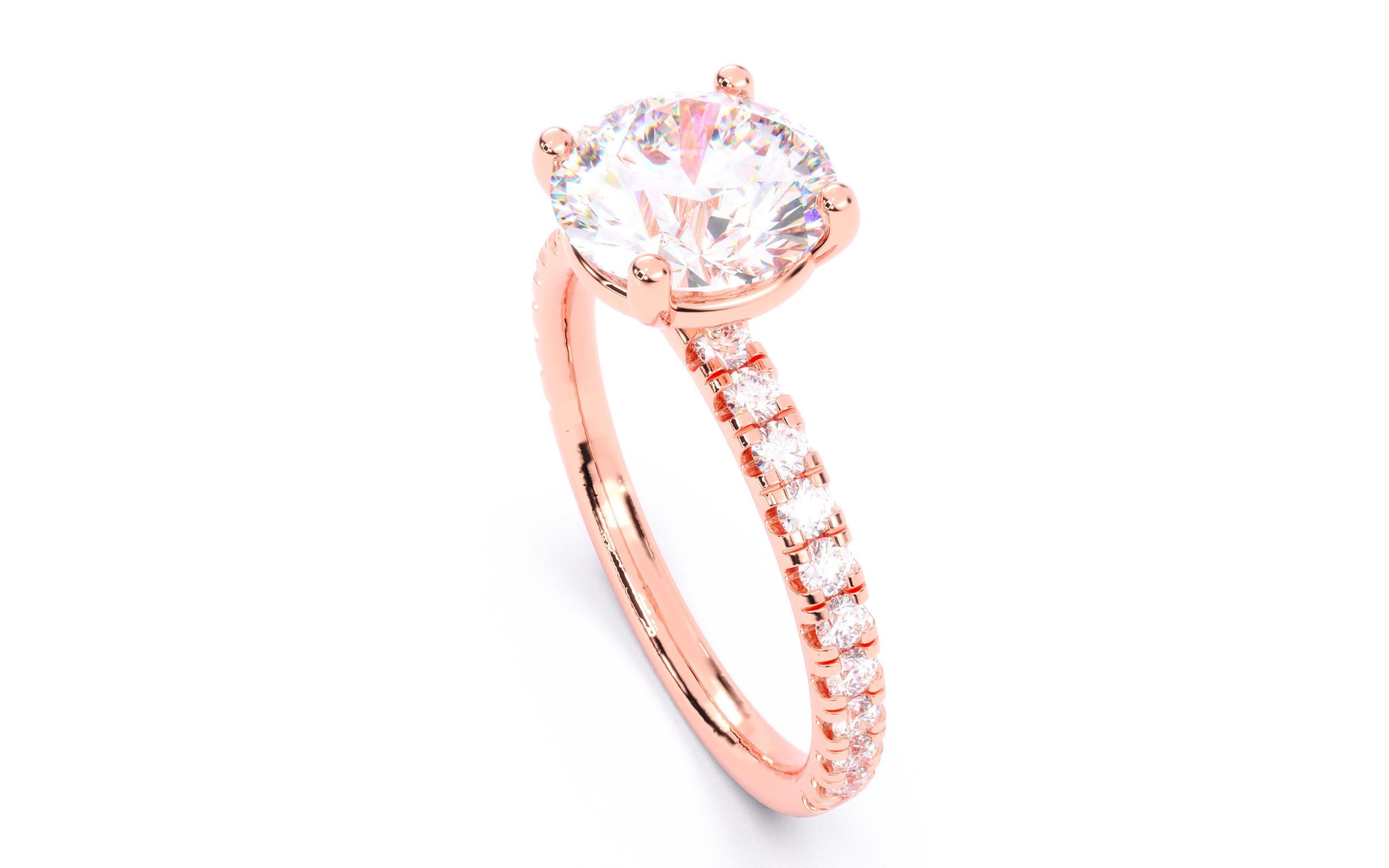 Round Diamond Pave Setting Solitaire Ring  3D print model_6
