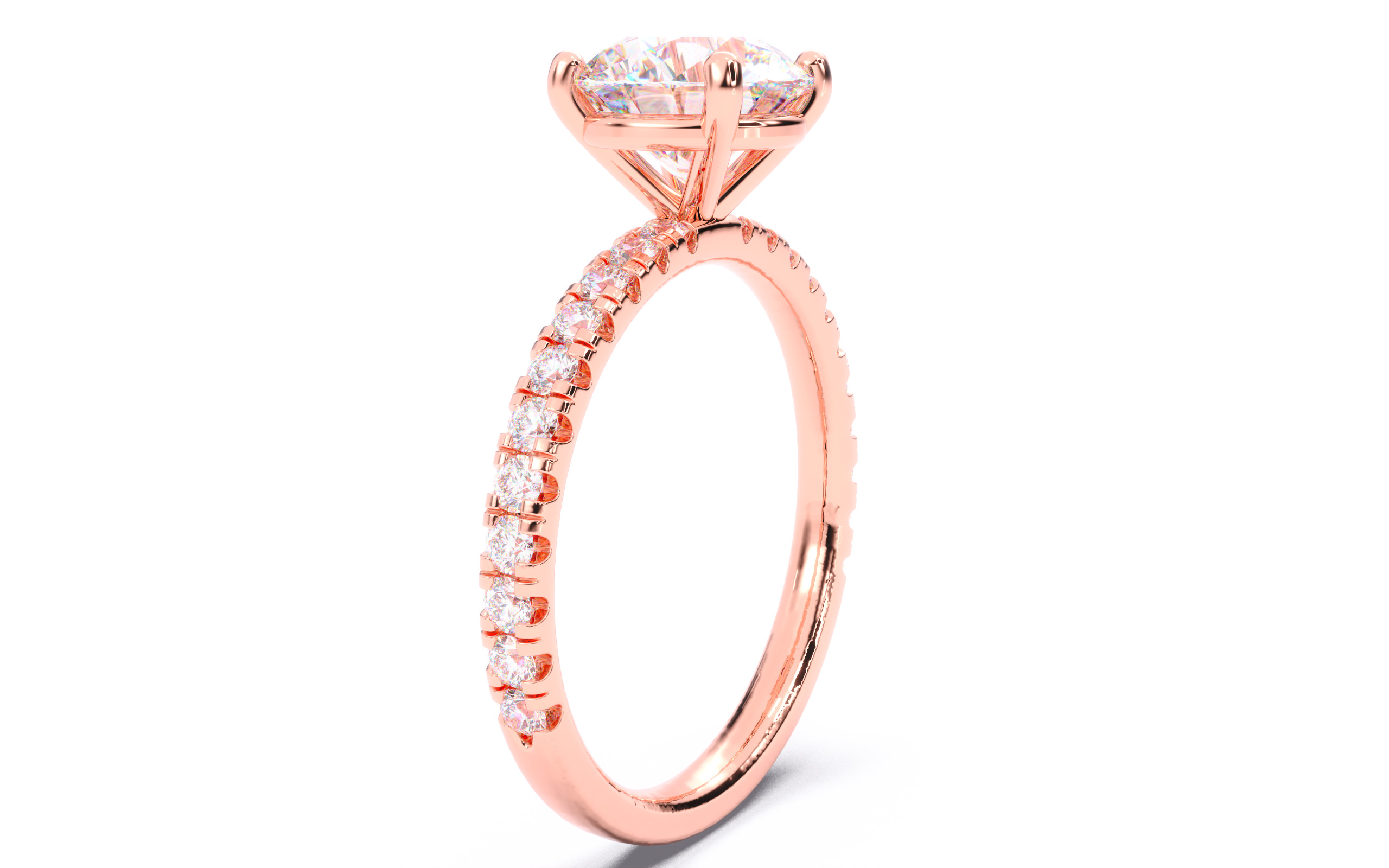 Round Diamond Pave Setting Solitaire Ring  3D print model_20