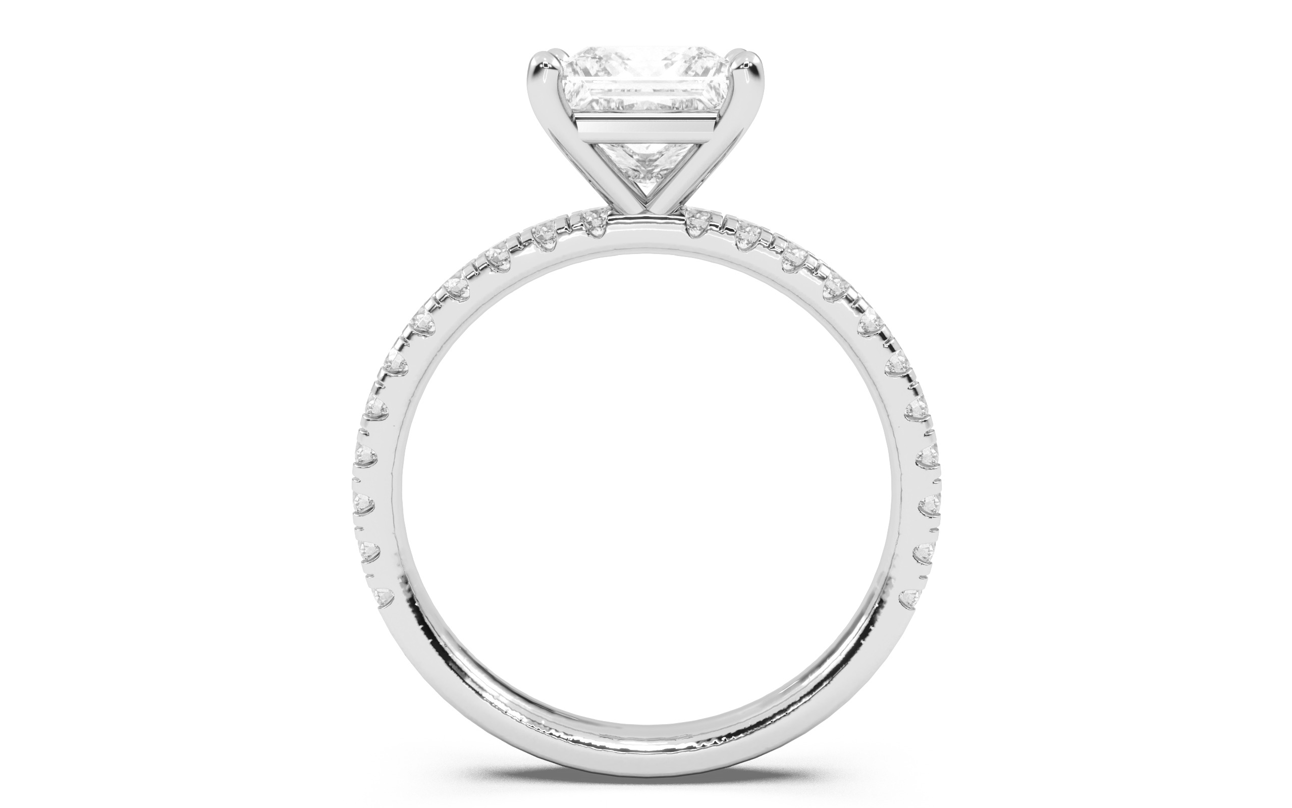 Princess Diamond Pave Setting Solitaire Ring  3D print model_8