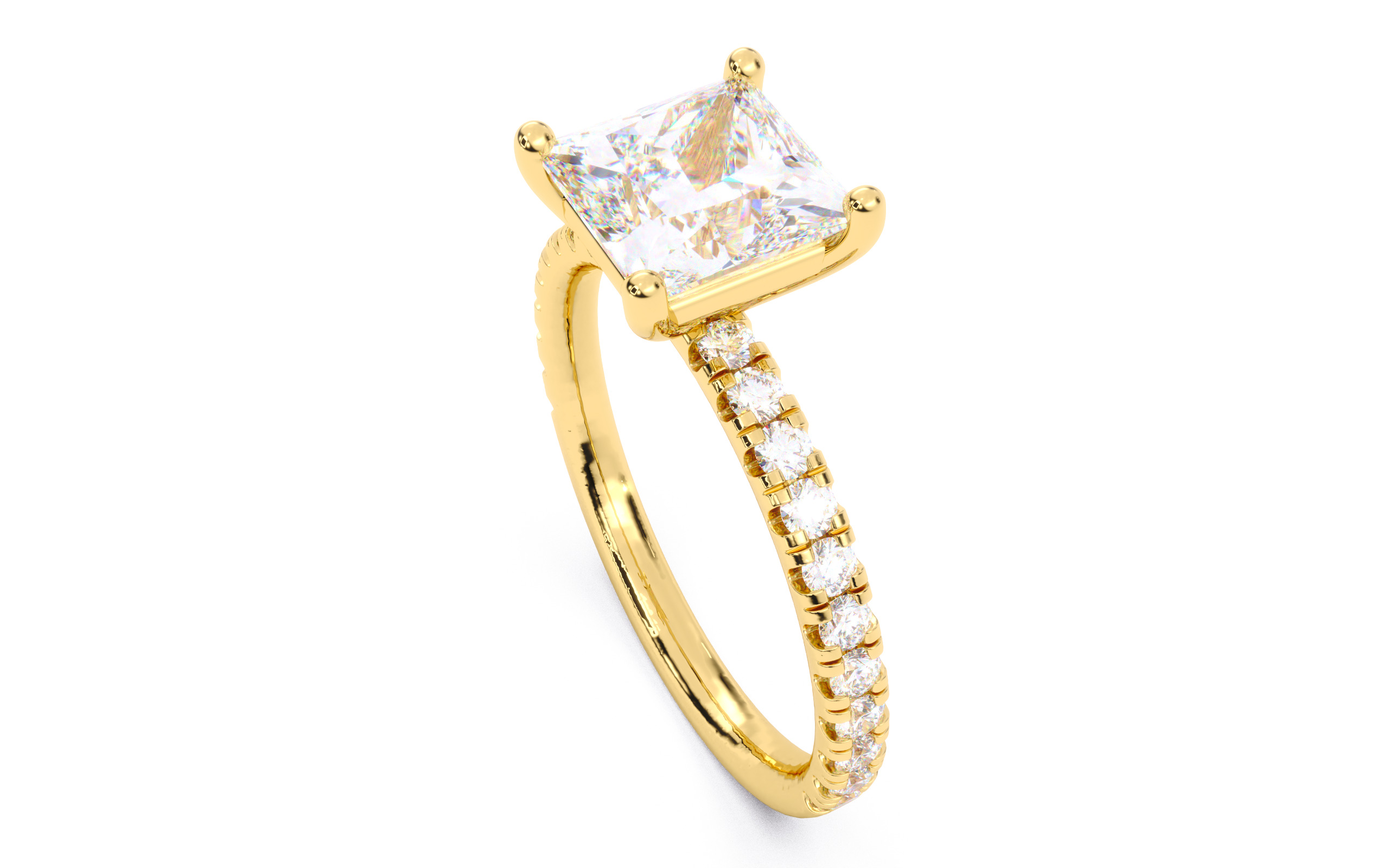 Princess Diamond Pave Setting Solitaire Ring  3D print model_20