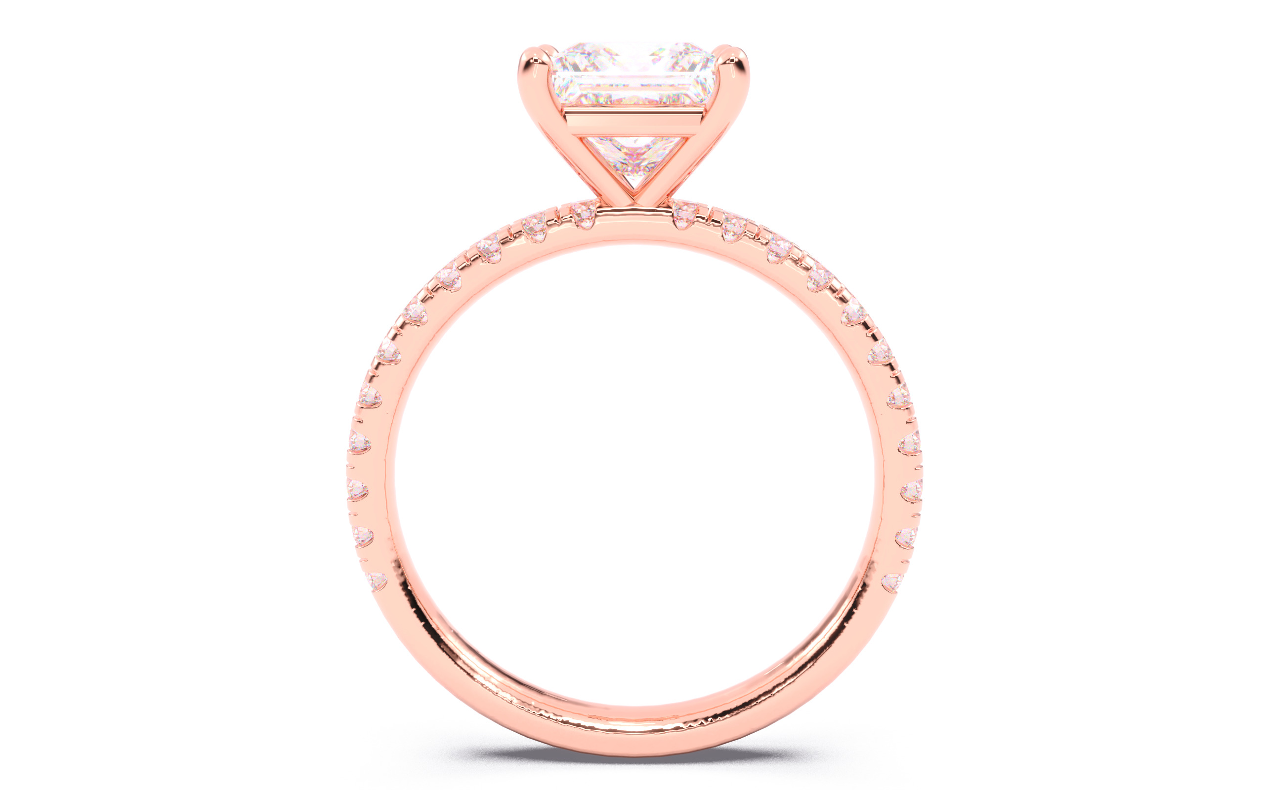 Princess Diamond Pave Setting Solitaire Ring  3D print model_5
