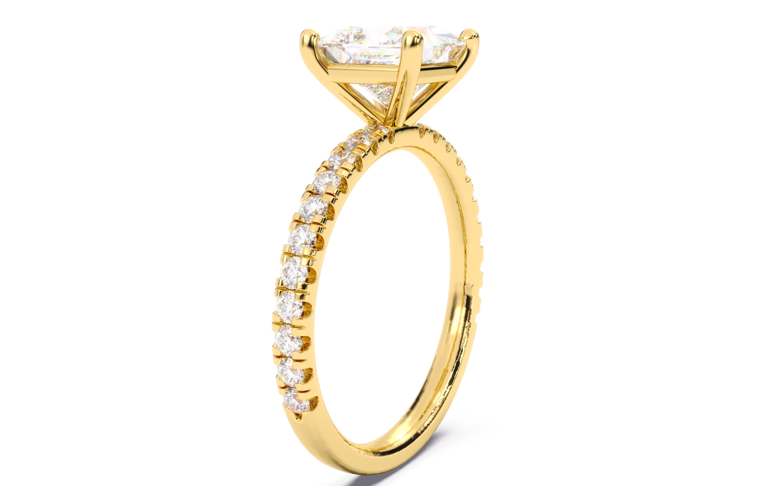 Princess Diamond Pave Setting Solitaire Ring  3D print model_18