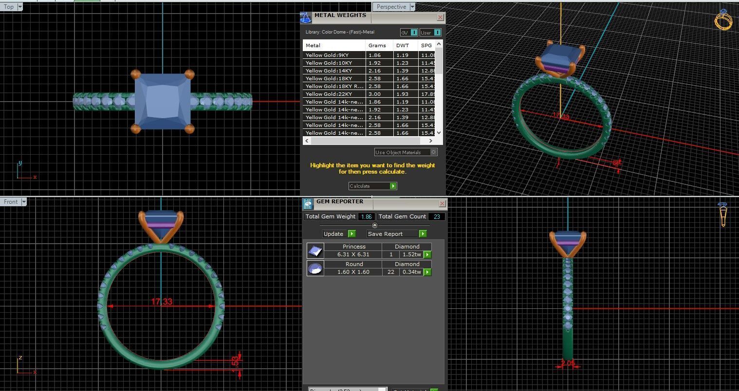 Princess Diamond Pave Setting Solitaire Ring  3D print model_24