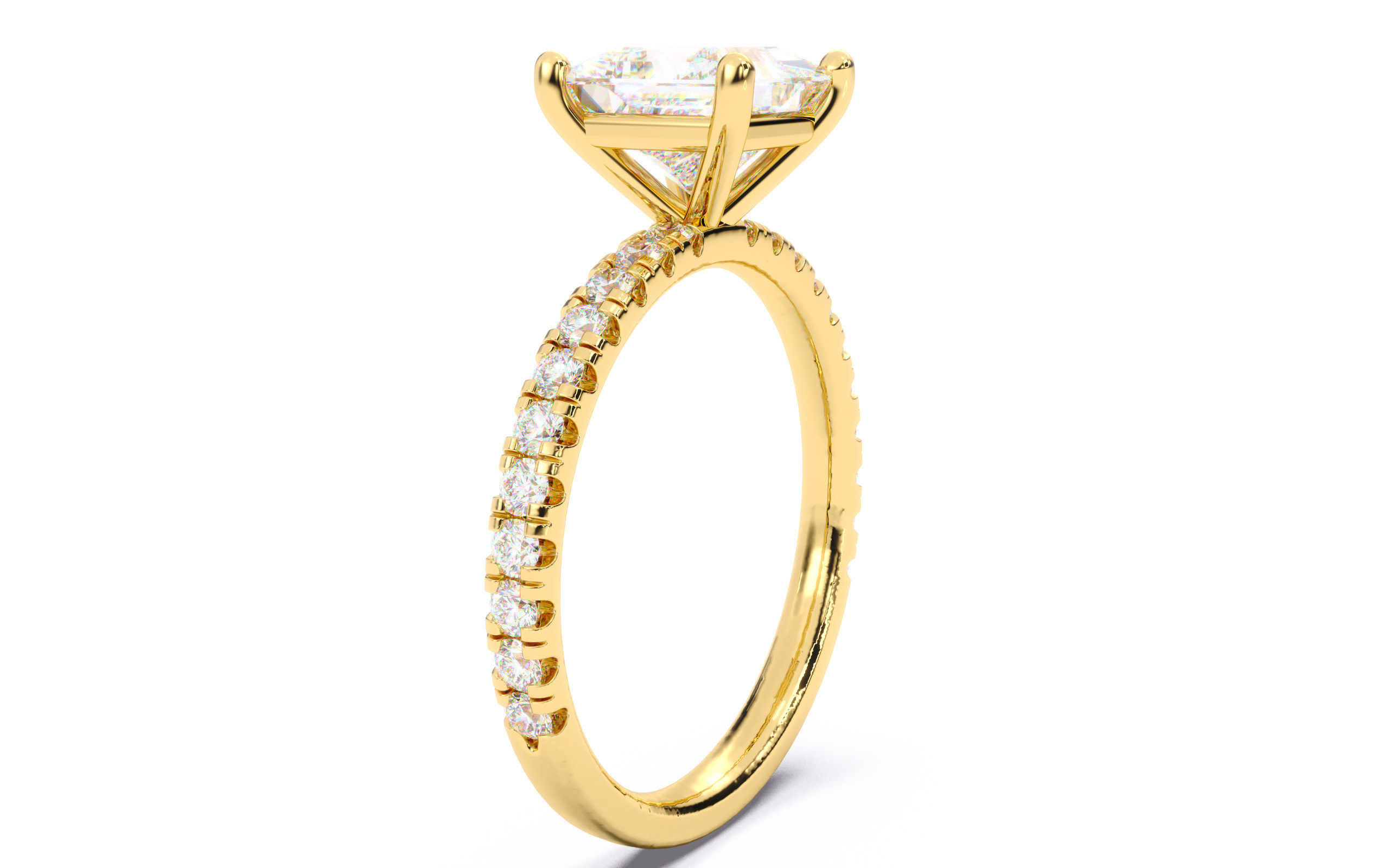 Princess Diamond Pave Setting Solitaire Ring  3D print model_19