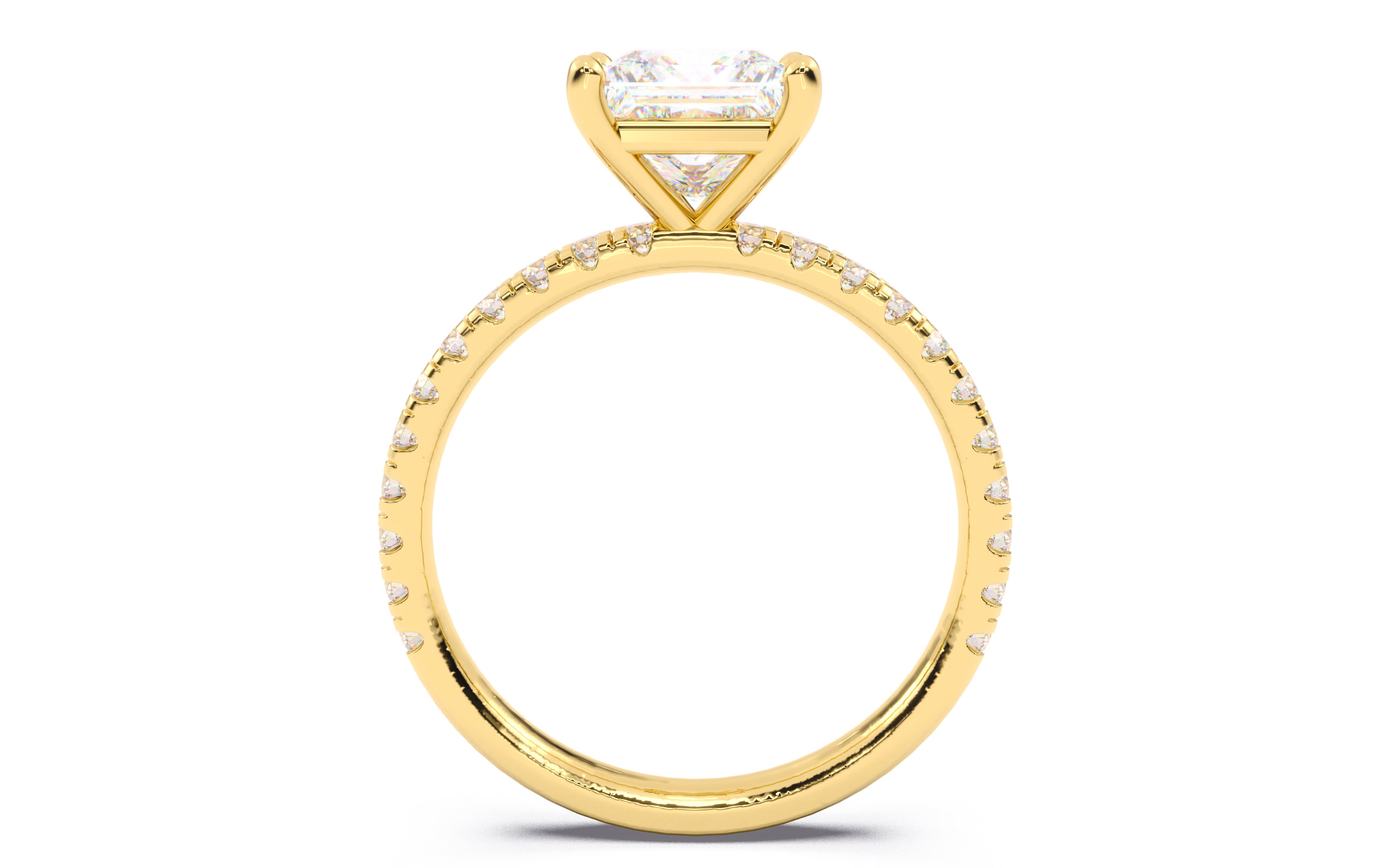 Princess Diamond Pave Setting Solitaire Ring  3D print model_6