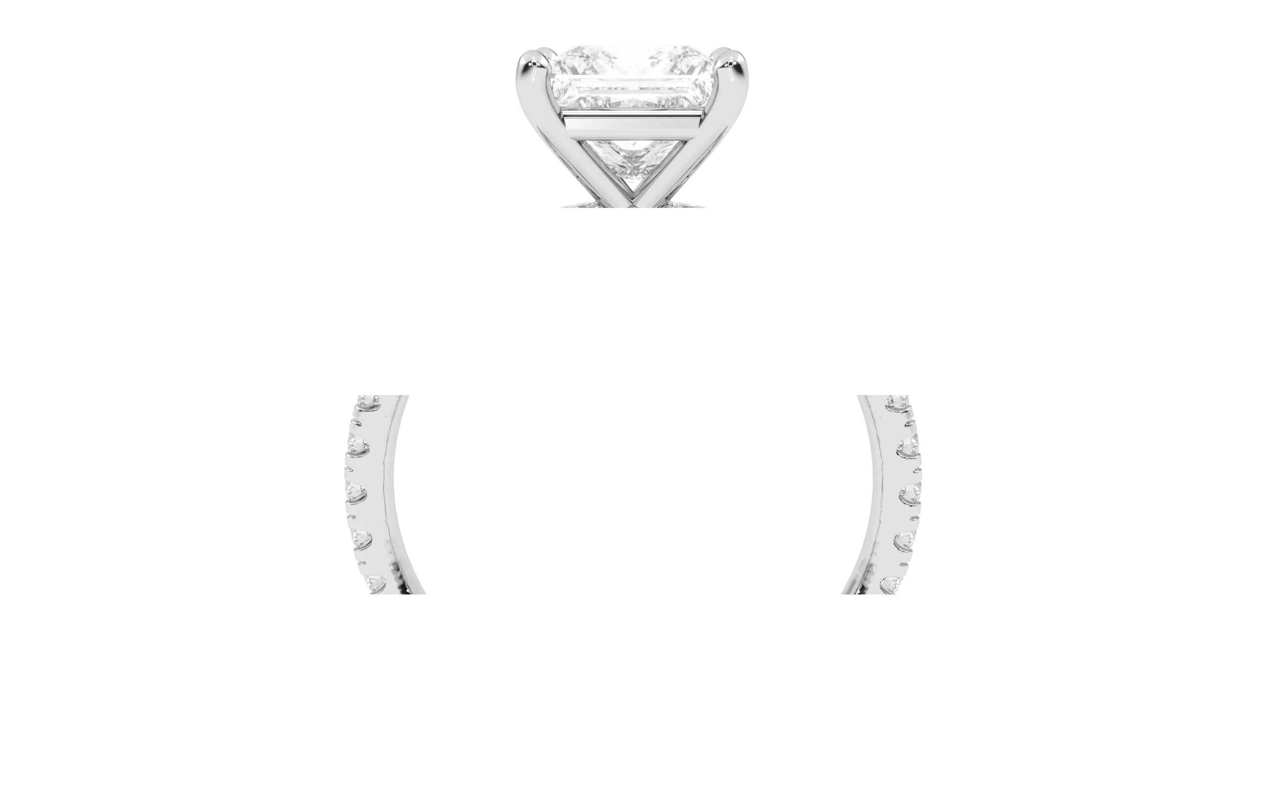 Princess Diamond Pave Setting Solitaire Ring  3D print model_9