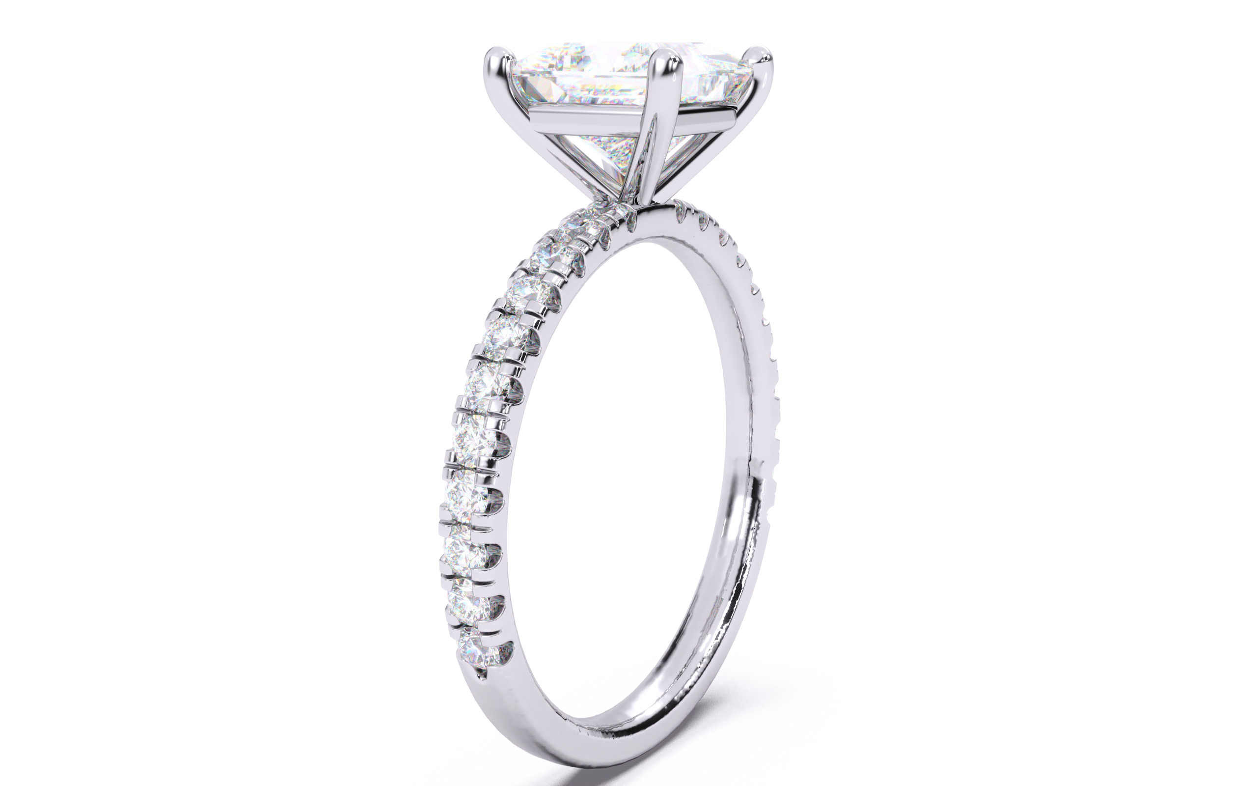 Princess Diamond Pave Setting Solitaire Ring  3D print model_17