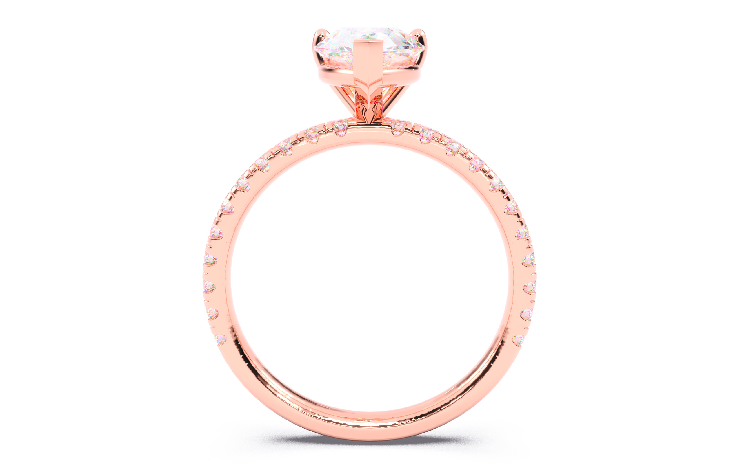 Pear Diamond Pave Setting Solitaire Ring  3D print model_5