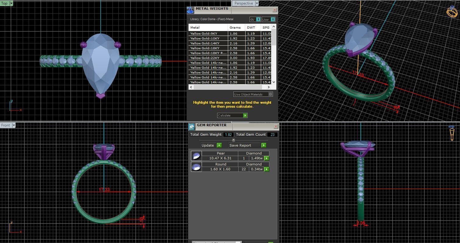 Pear Diamond Pave Setting Solitaire Ring  3D print model_25