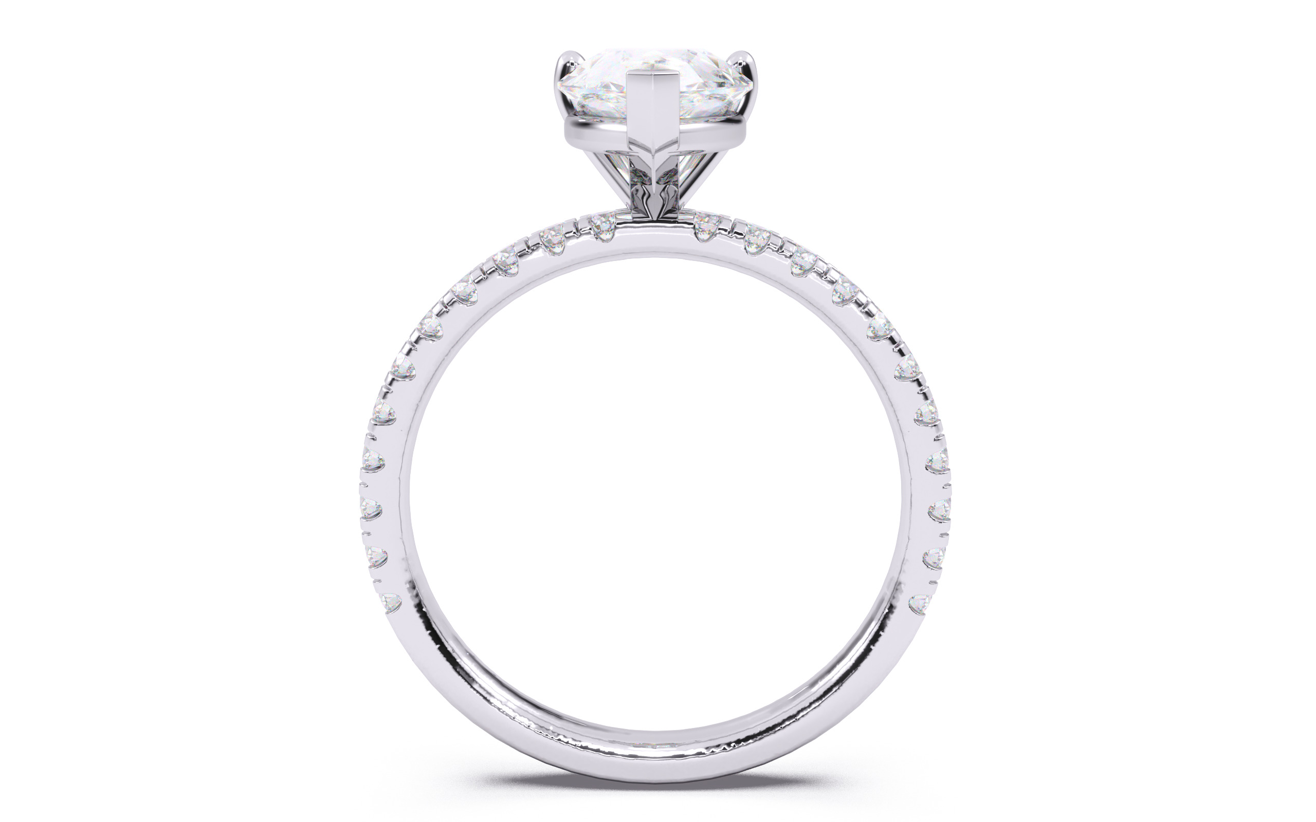 Pear Diamond Pave Setting Solitaire Ring  3D print model_7
