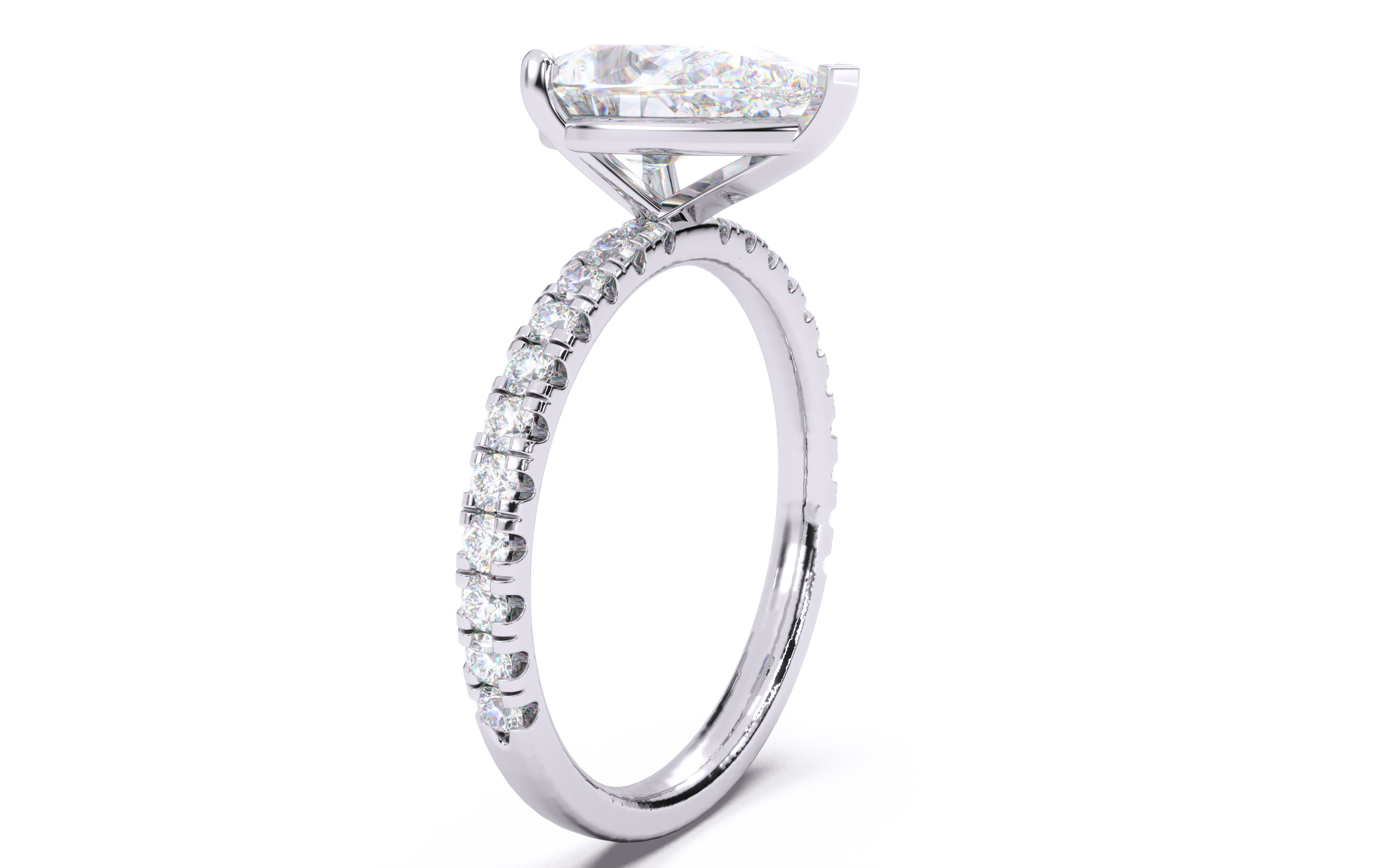 Pear Diamond Pave Setting Solitaire Ring  3D print model_18