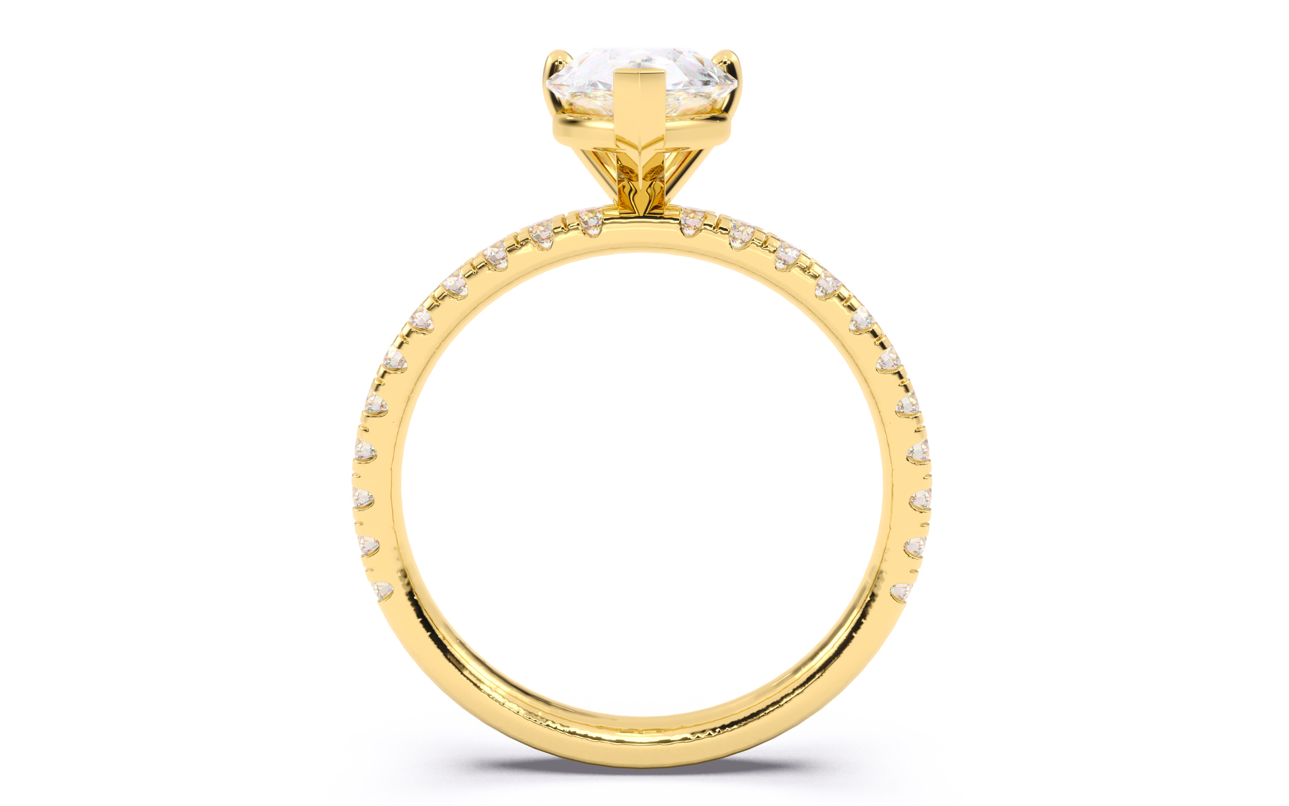Pear Diamond Pave Setting Solitaire Ring  3D print model_10