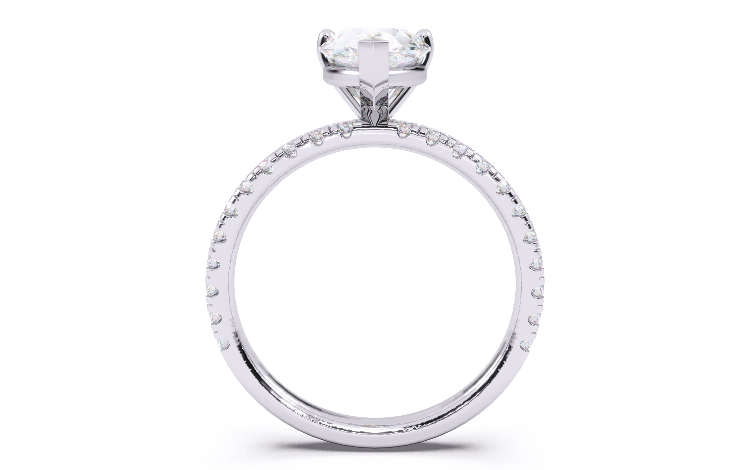 Pear Diamond Pave Setting Solitaire Ring  3D print model_8
