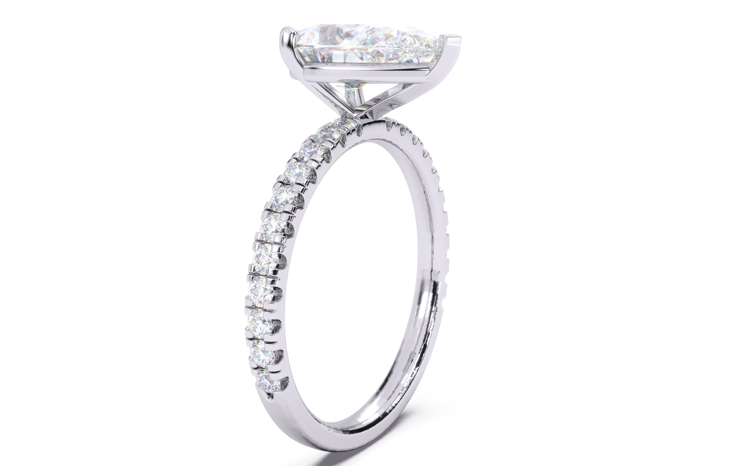 Pear Diamond Pave Setting Solitaire Ring  3D print model_13